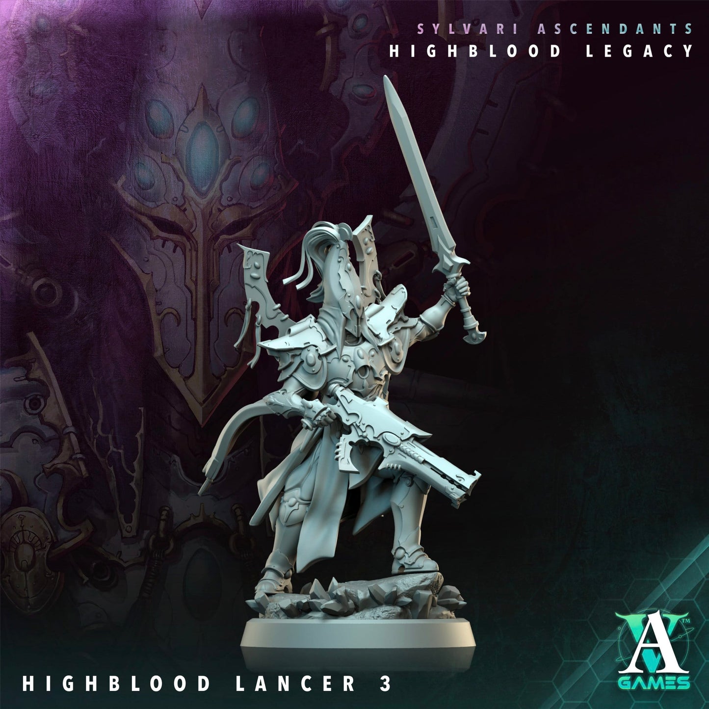3D Printed Archvillain Games Highblood Lancer Sylvari Ascendants Highblood Legacy Archvillain Society Vol XXXV 28 32mm D&D - 3D Printing Boss 