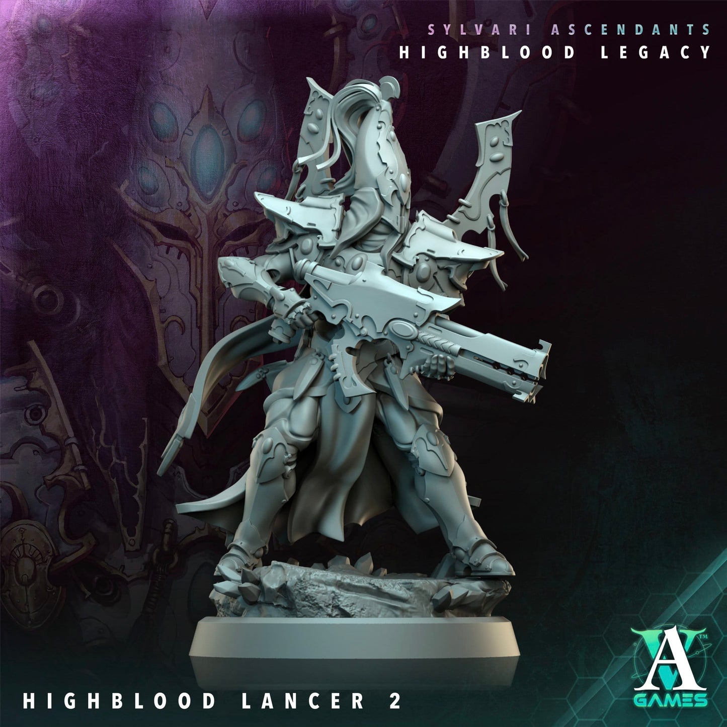 3D Printed Archvillain Games Highblood Lancer Sylvari Ascendants Highblood Legacy Archvillain Society Vol XXXV 28 32mm D&D - 3D Printing Boss 