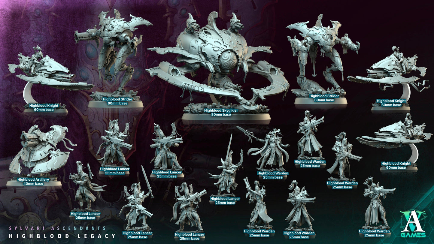 3D Printed Archvillain Games Highblood Skyglider Sylvari Ascendants Highblood Legacy Archvillain Society Vol XXXV 28 32mm D&D - 3D Printing Boss 