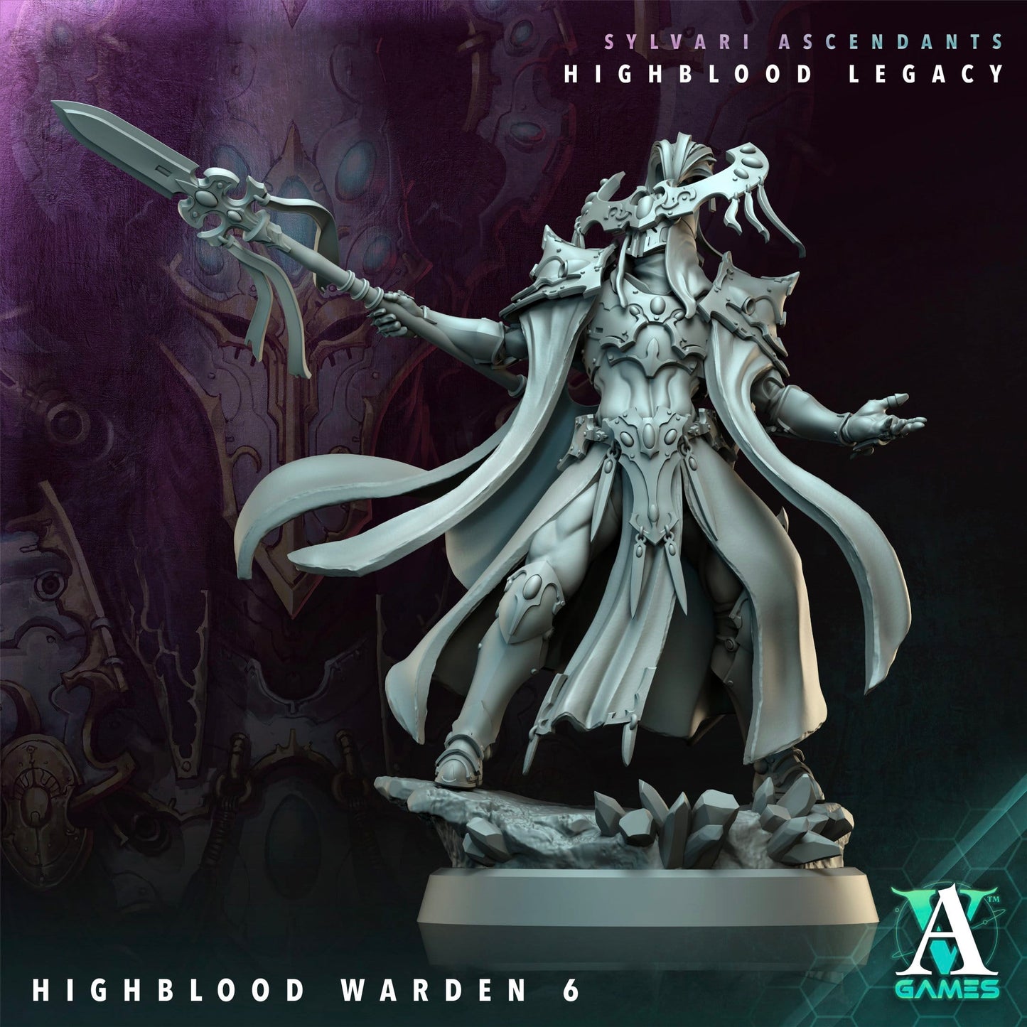 3D Printed Archvillain Games Highblood Warden Sylvari Ascendants Highblood Legacy Archvillain Society Vol XXXV 28 32mm D&D - 3D Printing Boss 