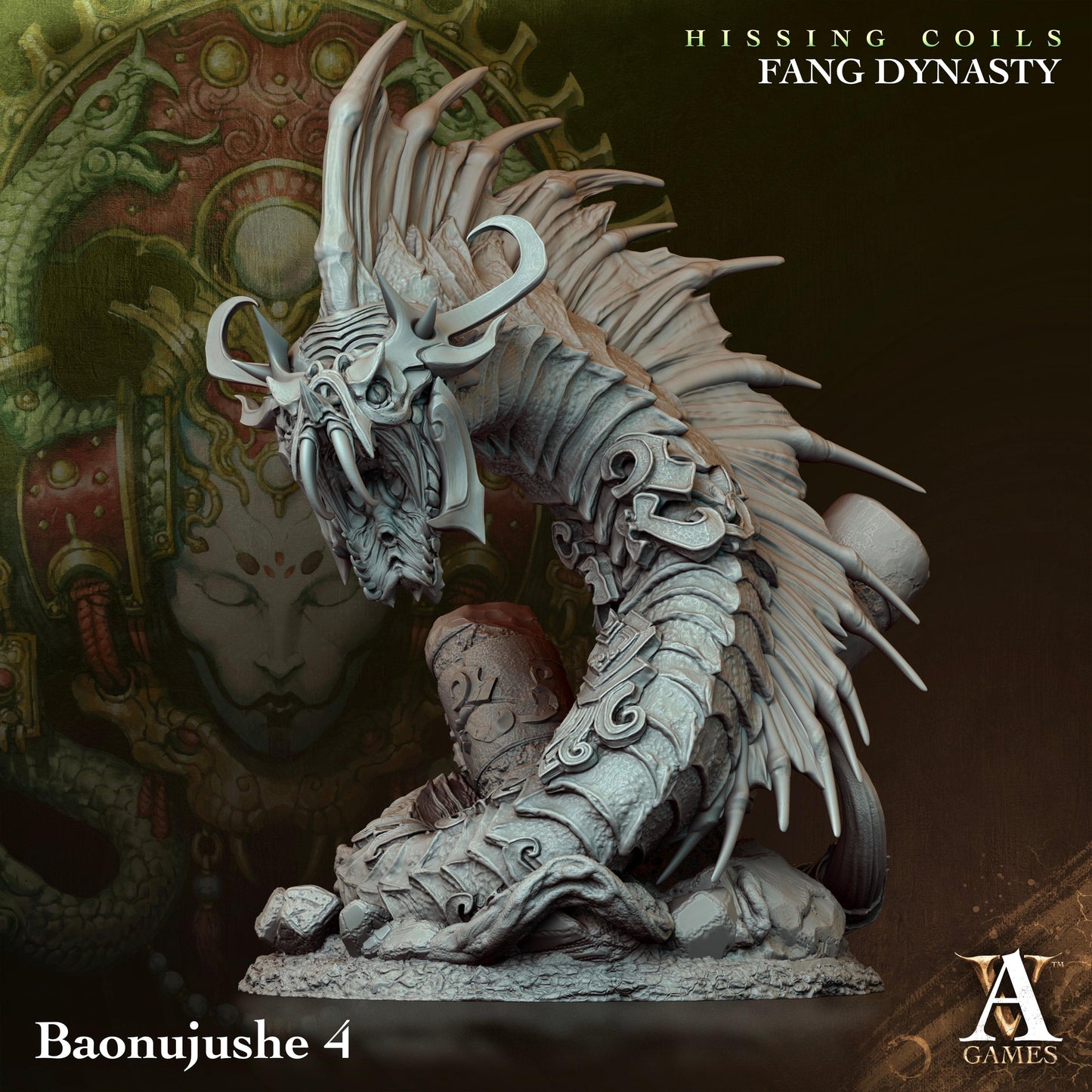 3D Printed Archvillain Games Hissing Coils - Fang Dynasty Baonujushe 28 32mm D&D - 3D Printing Boss 