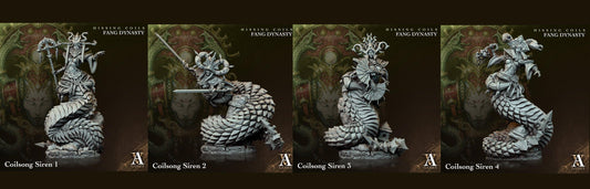 3D Printed Archvillain Games Hissing Coils - Fang Dynasty Coilsong Siren 28 32mm D&D - 3D Printing Boss 