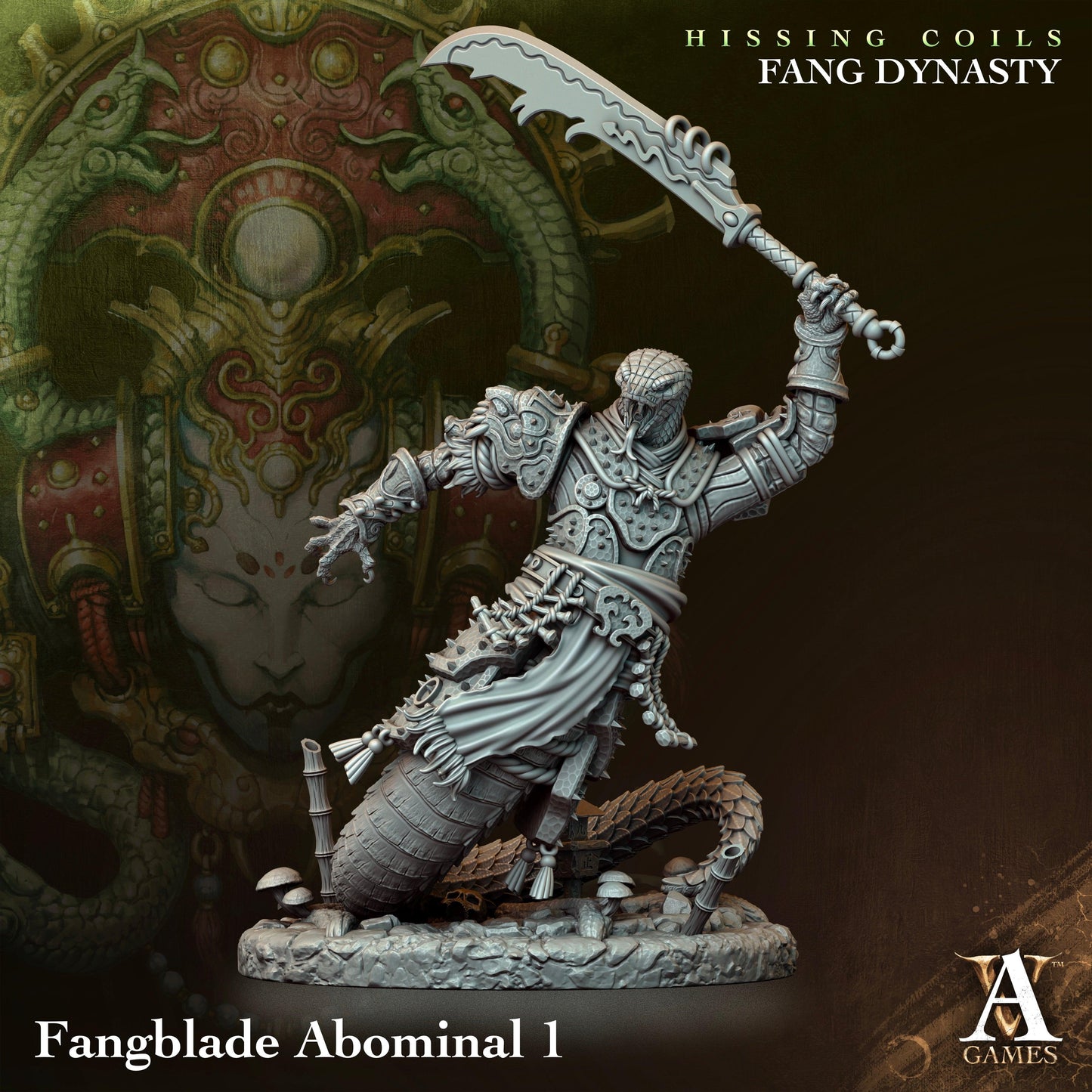 3D Printed Archvillain Games Hissing Coils - Fang Dynasty Fangblade Abominal 28 32mm D&D - 3D Printing Boss 