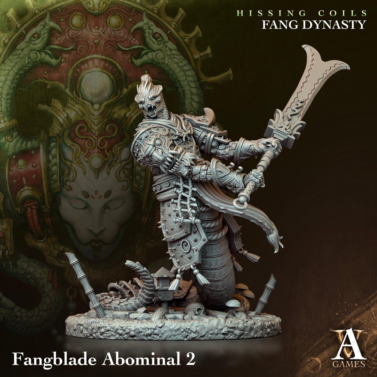 3D Printed Archvillain Games Hissing Coils - Fang Dynasty Fangblade Abominal 28 32mm D&D - 3D Printing Boss 