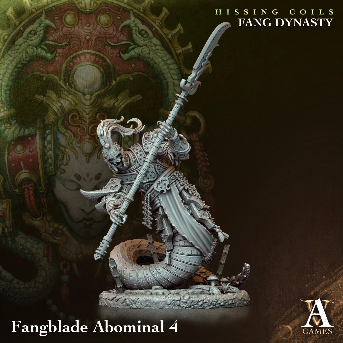 3D Printed Archvillain Games Hissing Coils - Fang Dynasty Fangblade Abominal 28 32mm D&D - 3D Printing Boss 