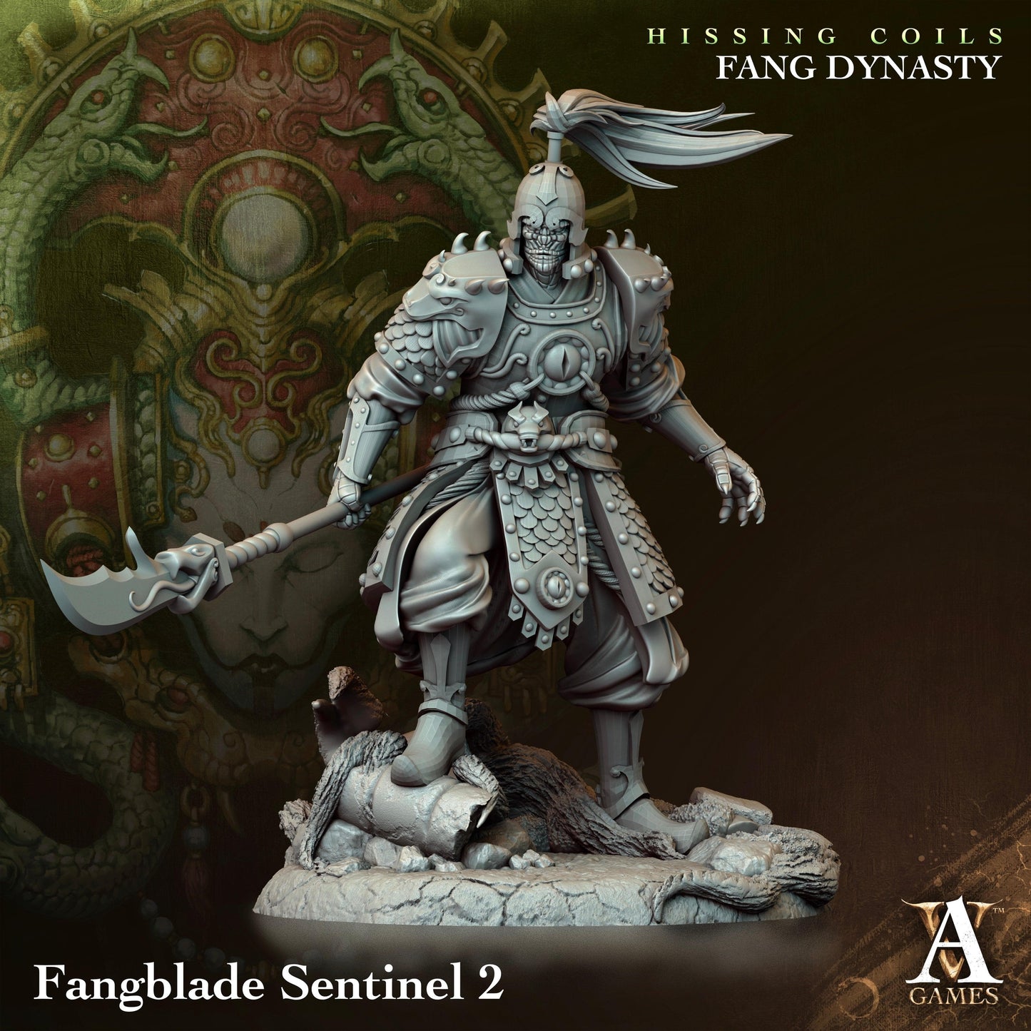 3D Printed Archvillain Games Hissing Coils - Fang Dynasty Fangblade Sentinel 28 32mm D&D - 3D Printing Boss 