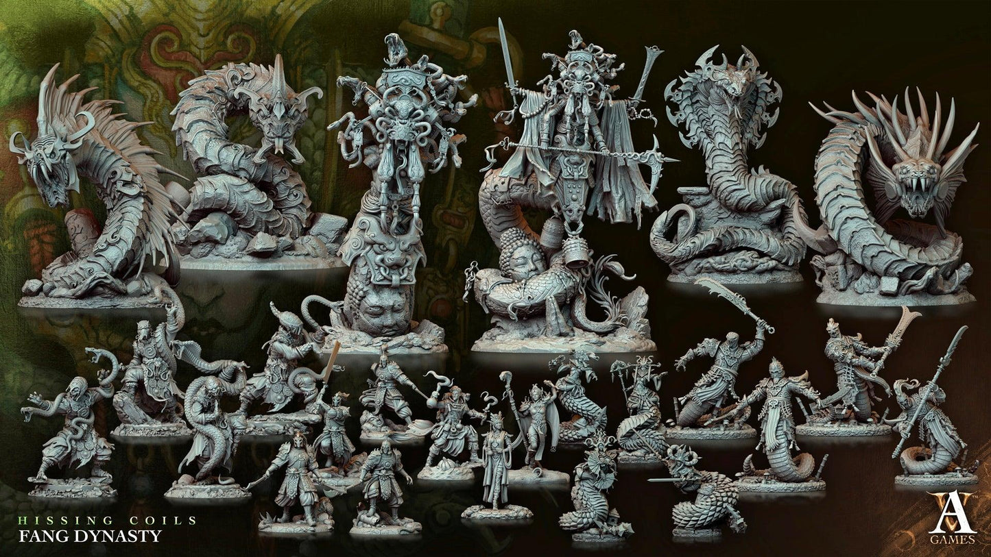 3D Printed Archvillain Games Hissing Coils - Fang Dynasty Immortal Empress Xi-Qing 28 32mm D&D - 3D Printing Boss 