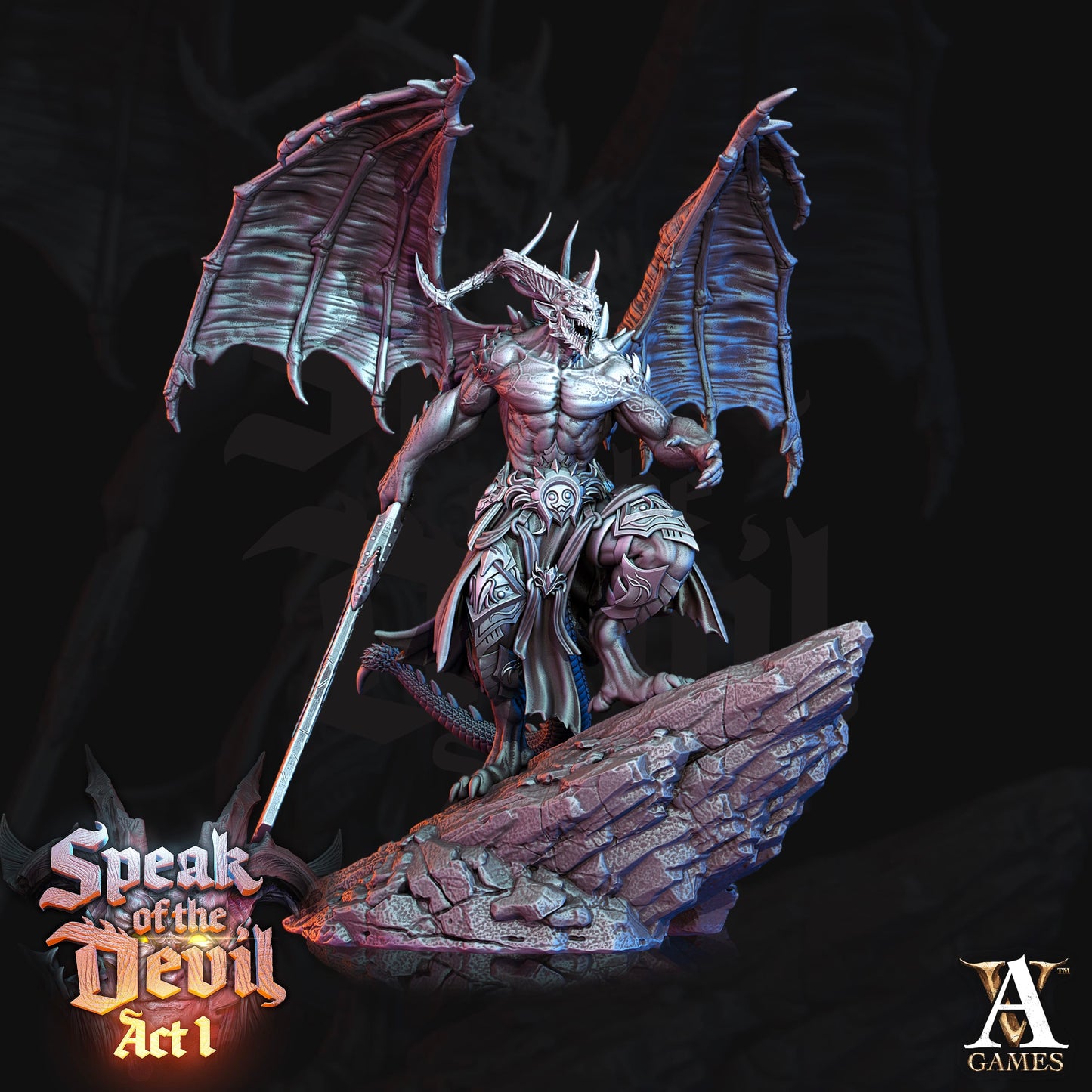3D Printed Archvillain Games Horned Devil Speak of the Devil Act I 28 32mm D&D - 3D Printing Boss 