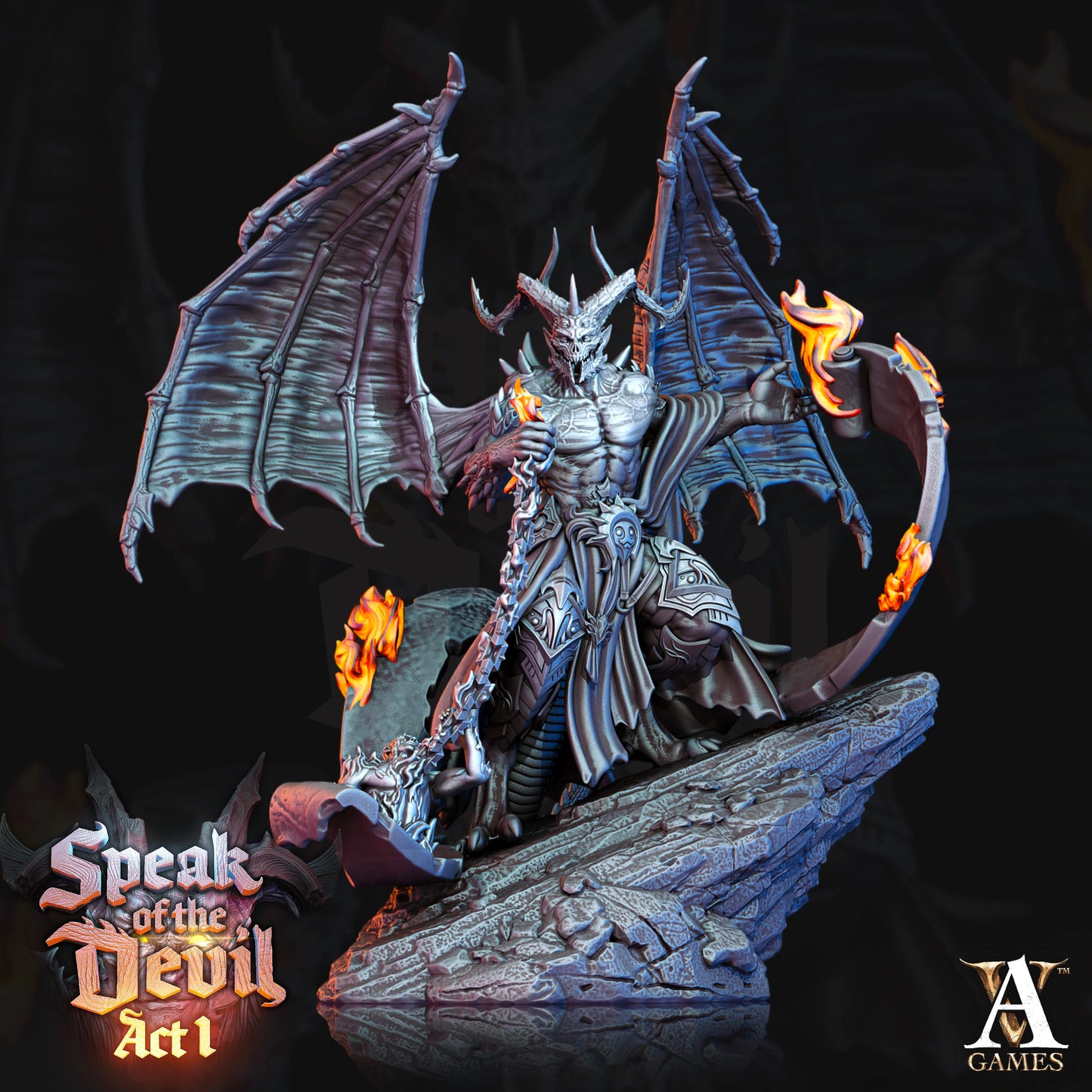 3D Printed Archvillain Games Horned Devil Speak of the Devil Act I 28 32mm D&D - 3D Printing Boss 