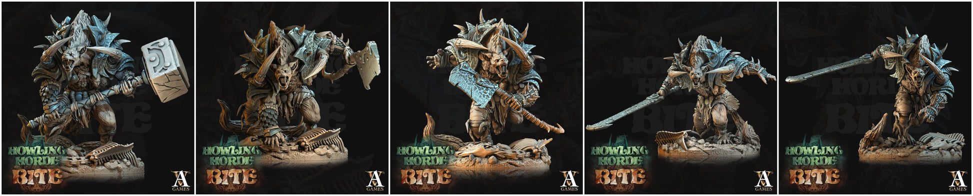 3D Printed Archvillain Games Howling Horde - Gnoll Brutes 28mm 32mm D&D - 3D Printing Boss 