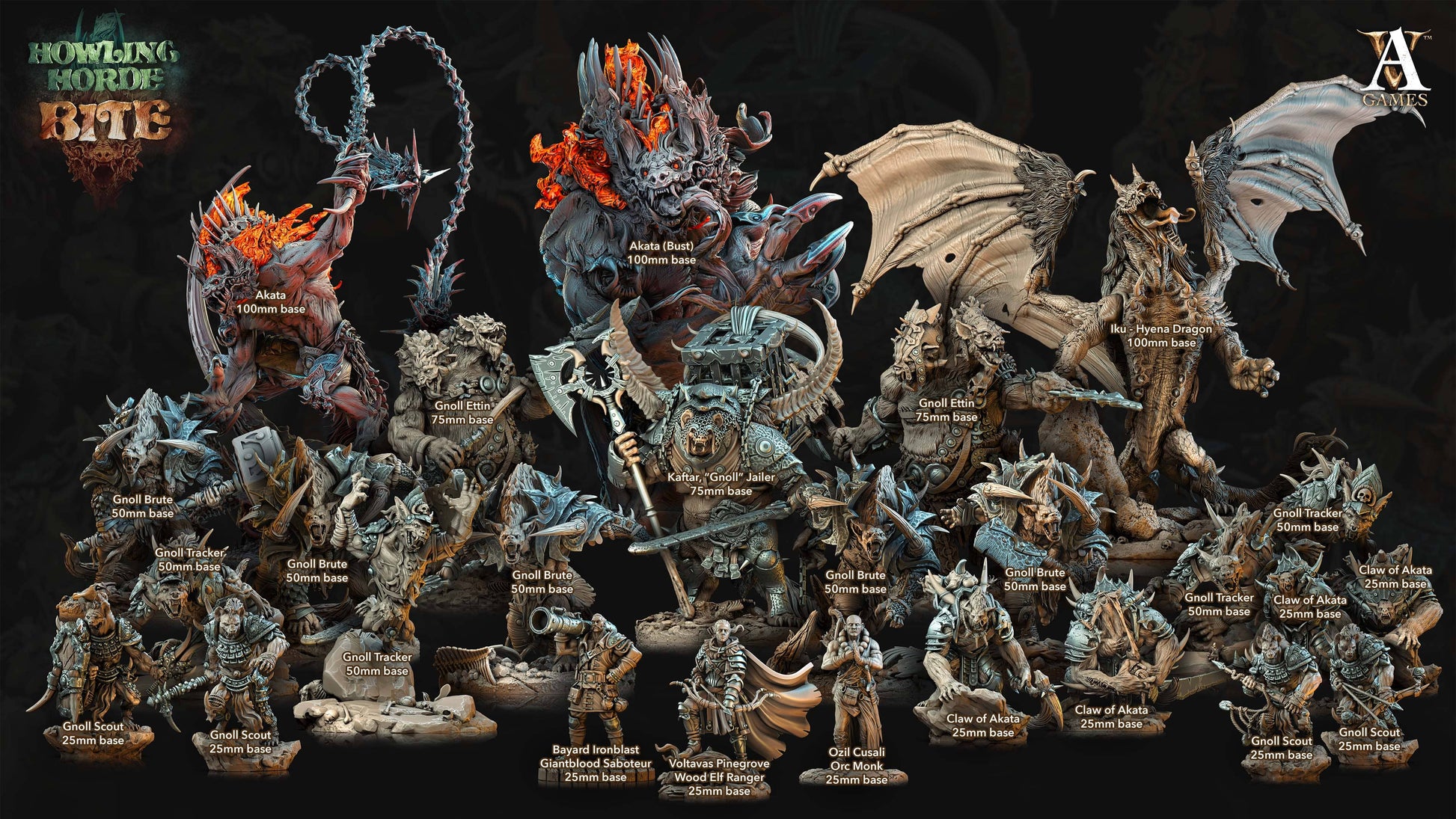 3D Printed Archvillain Games Howling Horde - Gnoll Scouts 28mm 32mm D&D - 3D Printing Boss 