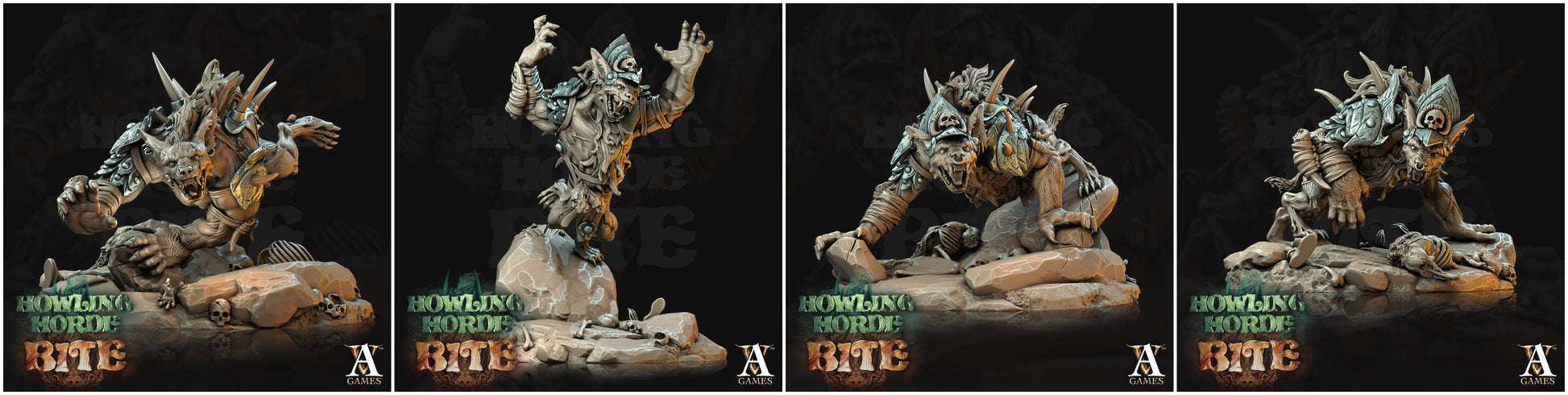 3D Printed Archvillain Games Howling Horde - Gnoll Trackers 28mm 32mm D&D - 3D Printing Boss 
