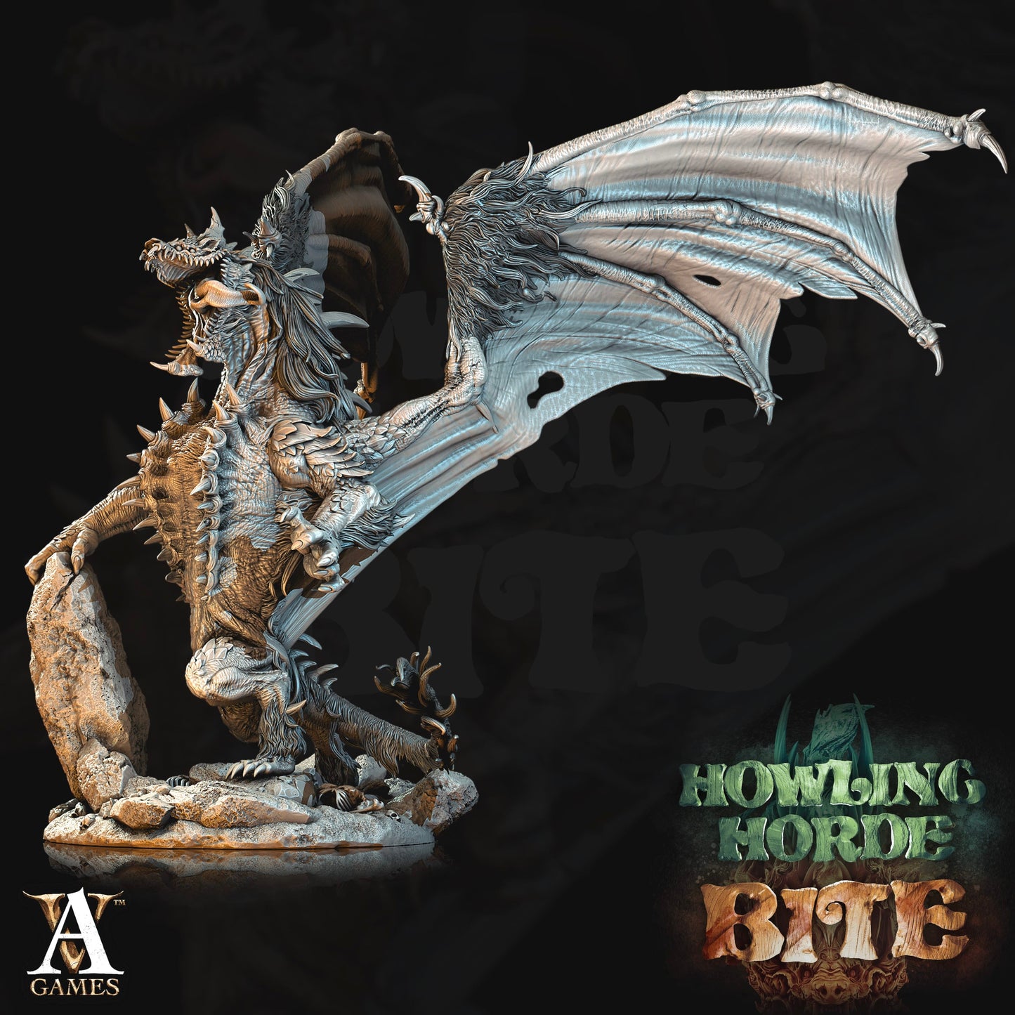 3D Printed Archvillain Games Howling Horde - Hyena Dragon 28mm 32mm D&D - 3D Printing Boss 