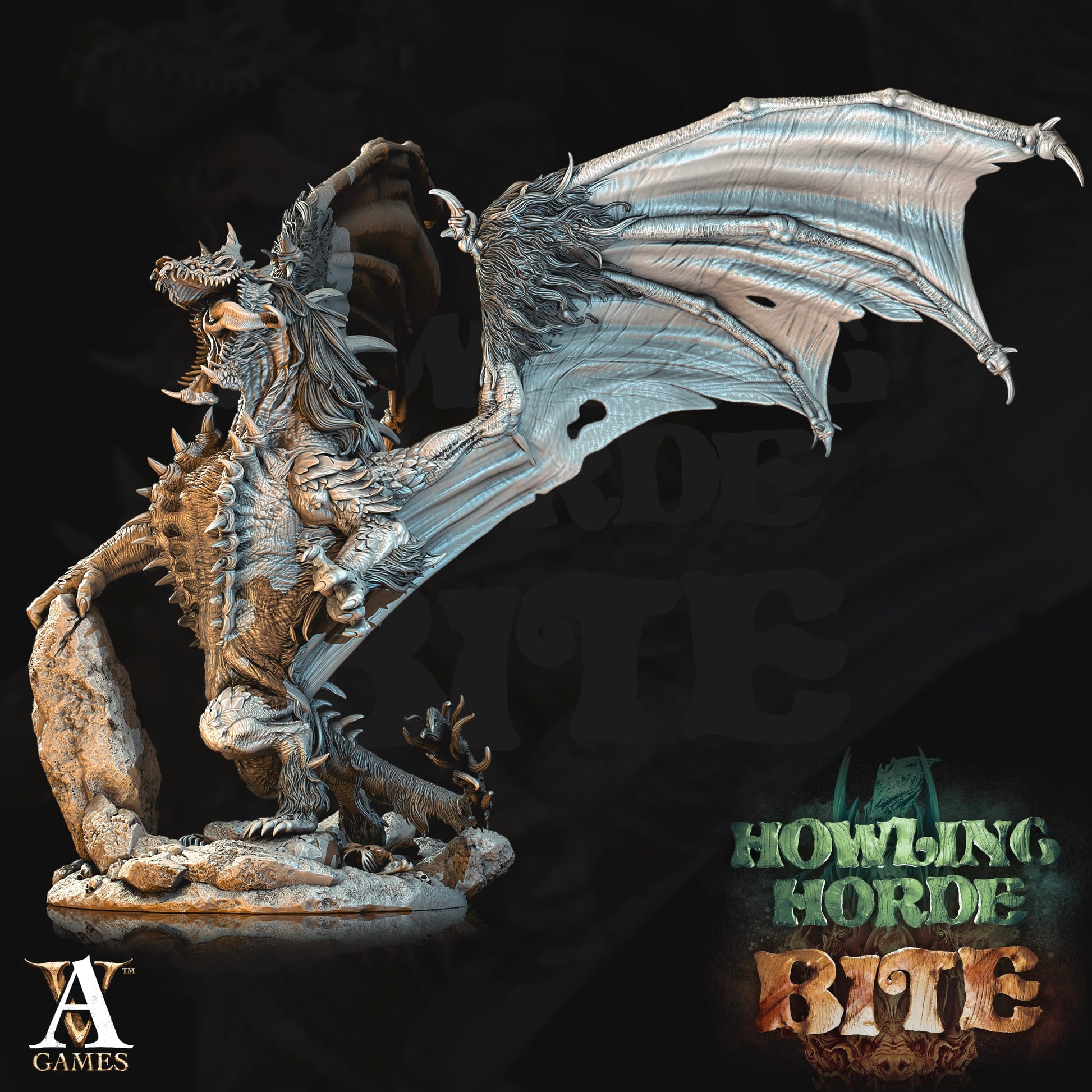 3D Printed Archvillain Games Howling Horde - Hyena Dragon 28mm 32mm D&D - 3D Printing Boss 