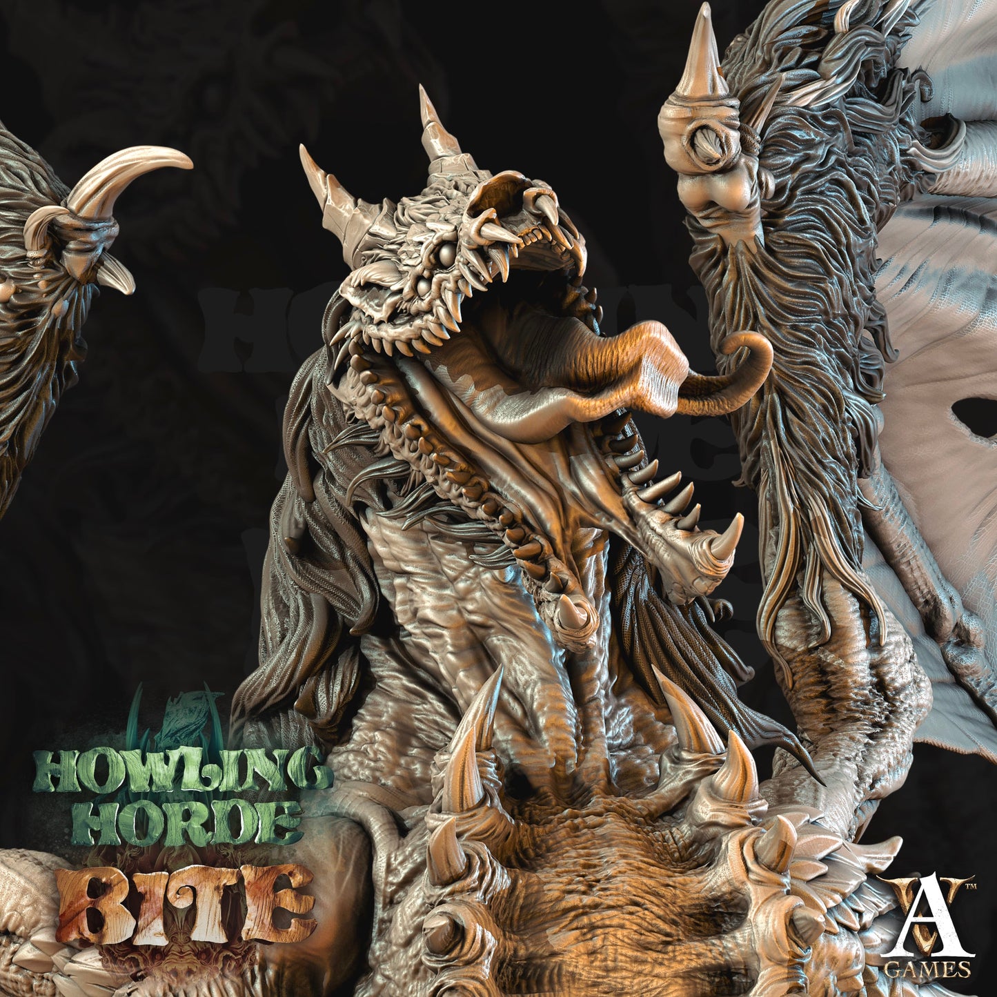 3D Printed Archvillain Games Howling Horde - Hyena Dragon 28mm 32mm D&D - 3D Printing Boss 