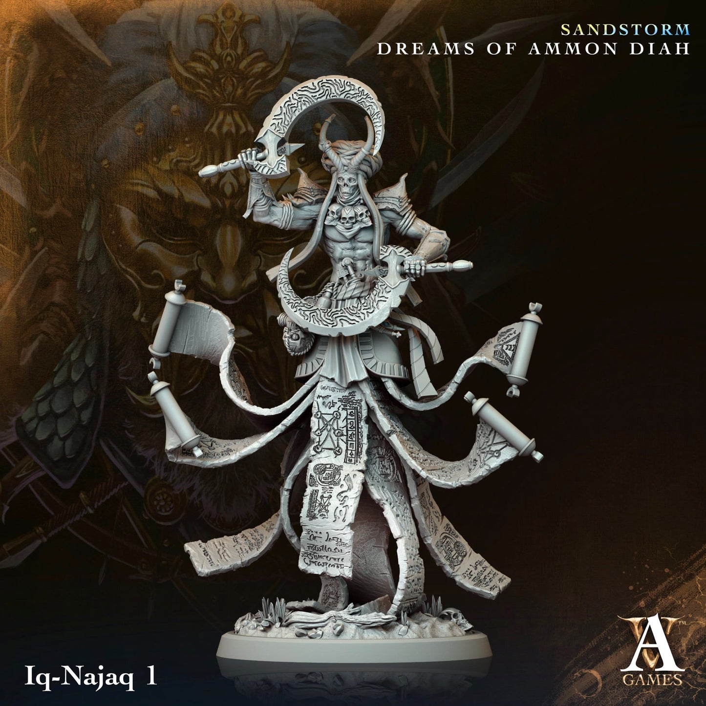 3D Printed Archvillain Games Iq Najaq Sandstorm Dreams of Ammon Diah 28 32mm D&D - 3D Printing Boss 