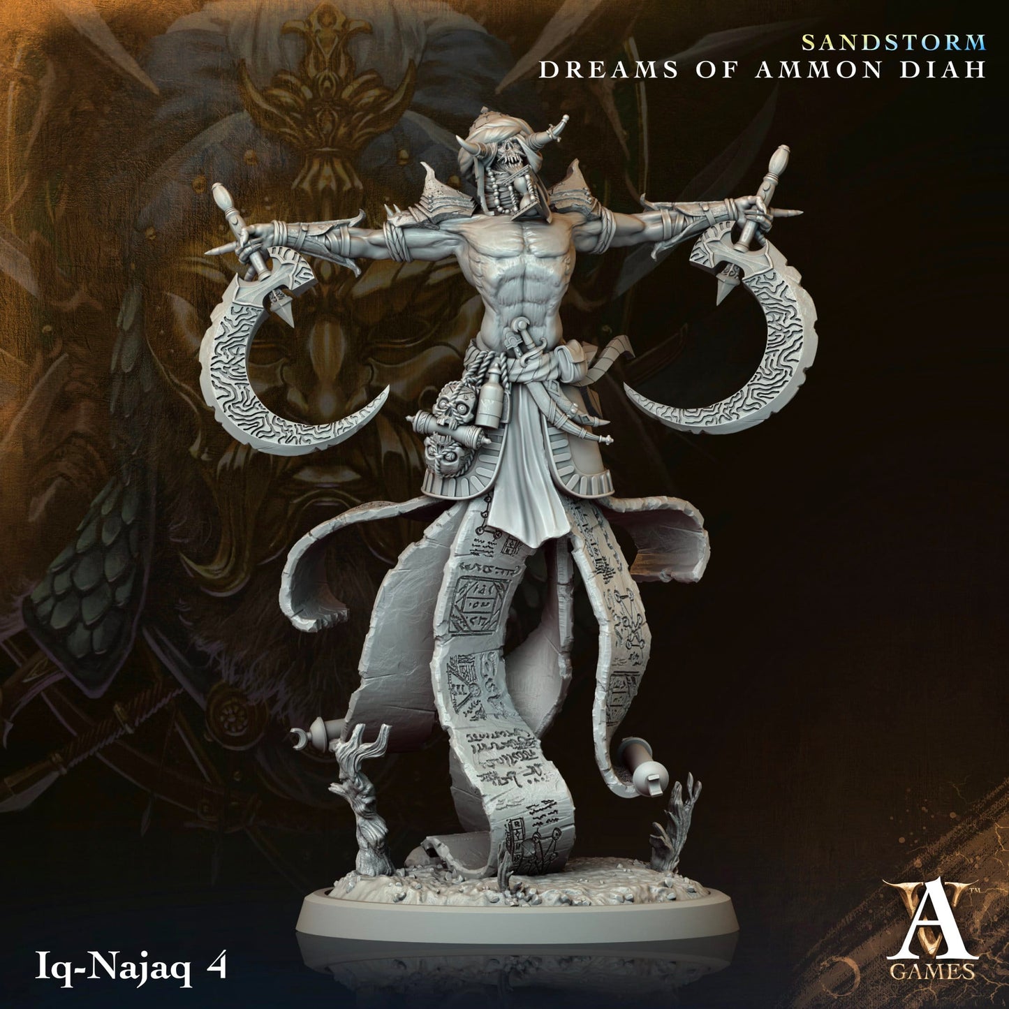 3D Printed Archvillain Games Iq Najaq Sandstorm Dreams of Ammon Diah 28 32mm D&D - 3D Printing Boss 