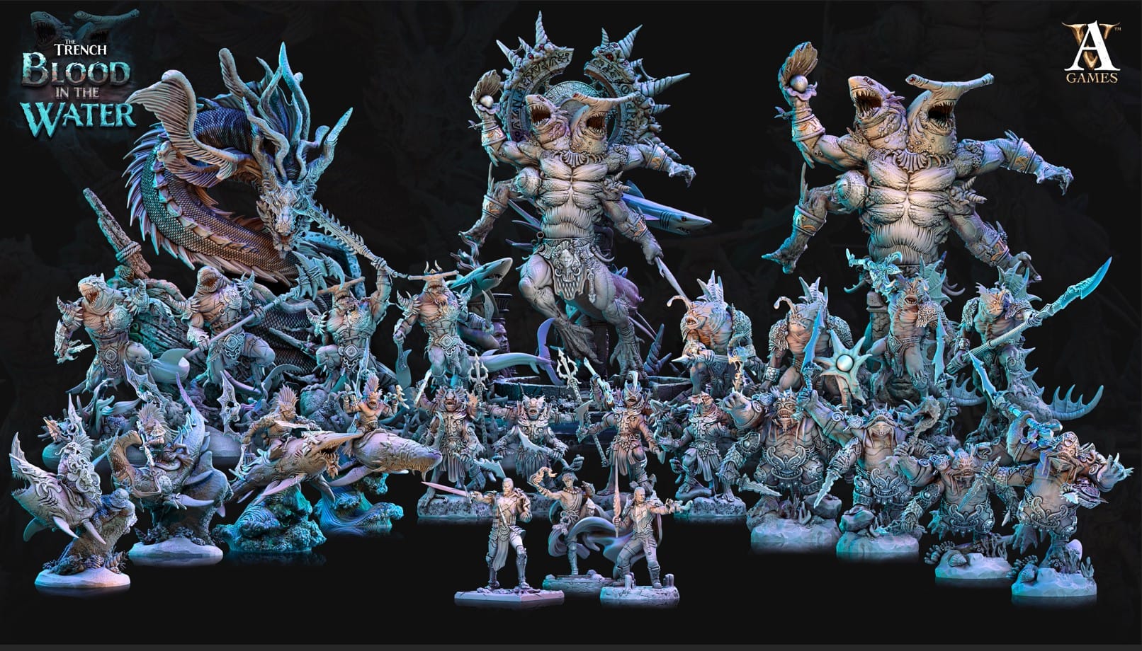 3D Printed Archvillain Games Karkhareetoth The Trench Blood In the Water 28 32mm D&D - 3D Printing Boss 