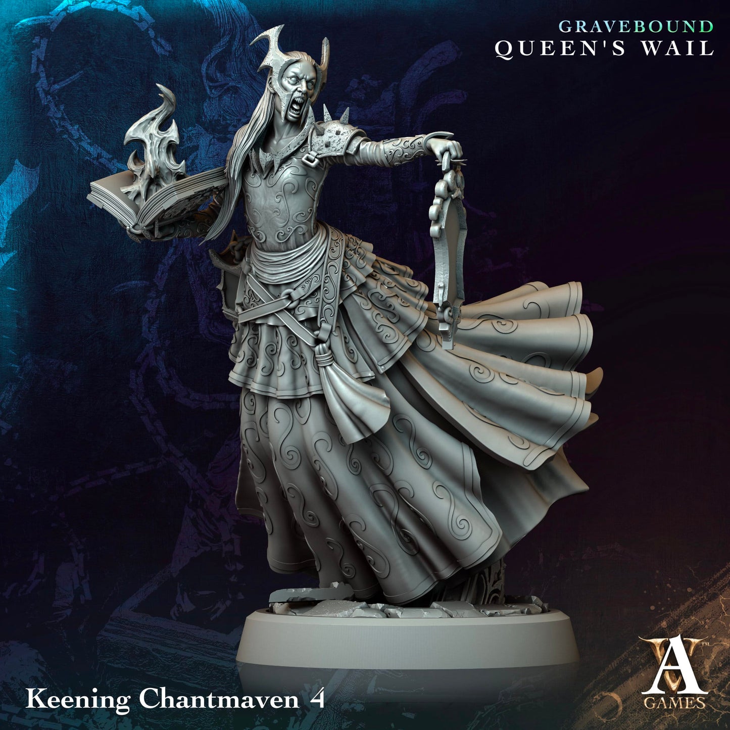3D Printed Archvillain Games Keening Chantmaven Gravebound Queen's Wail 28 32mm D&D - 3D Printing Boss 