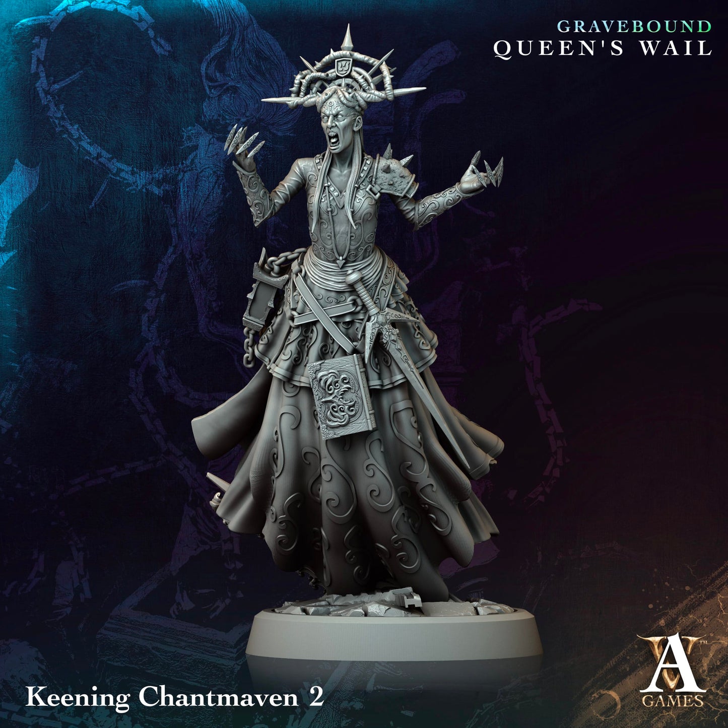 3D Printed Archvillain Games Keening Chantmaven Gravebound Queen's Wail 28 32mm D&D - 3D Printing Boss 