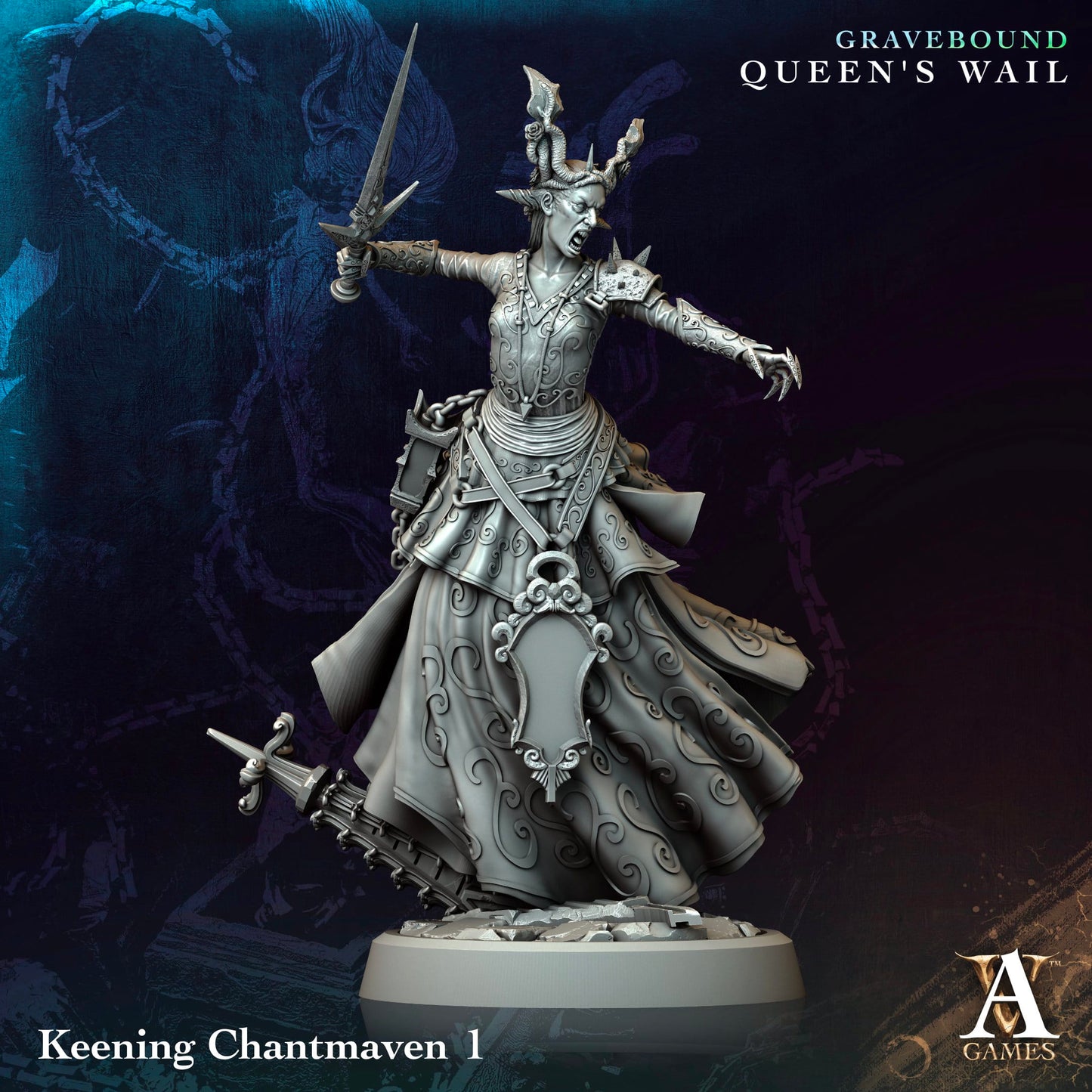 3D Printed Archvillain Games Keening Chantmaven Gravebound Queen's Wail 28 32mm D&D - 3D Printing Boss 