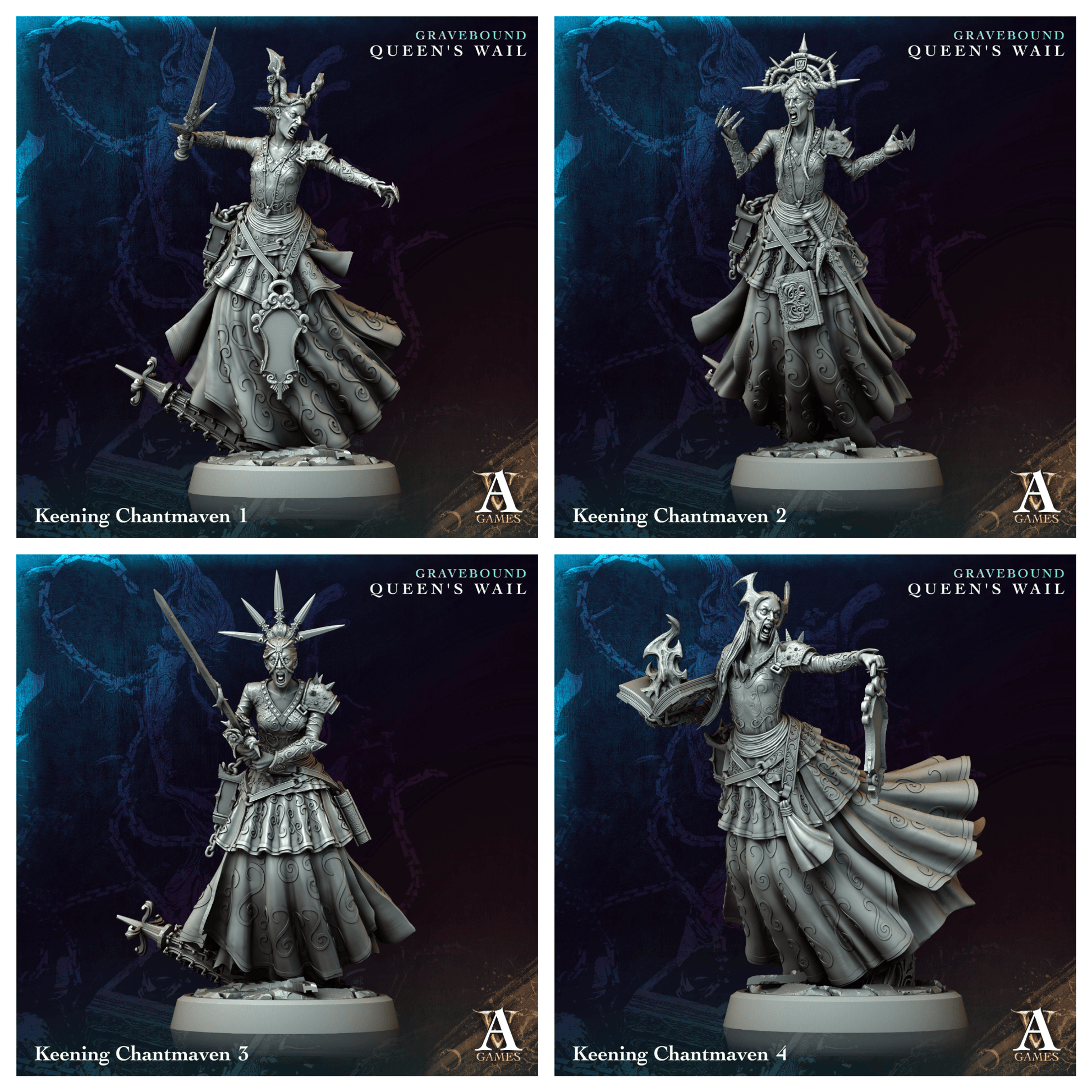 3D Printed Archvillain Games Keening Chantmaven Gravebound Queen's Wail 28 32mm D&D - 3D Printing Boss 