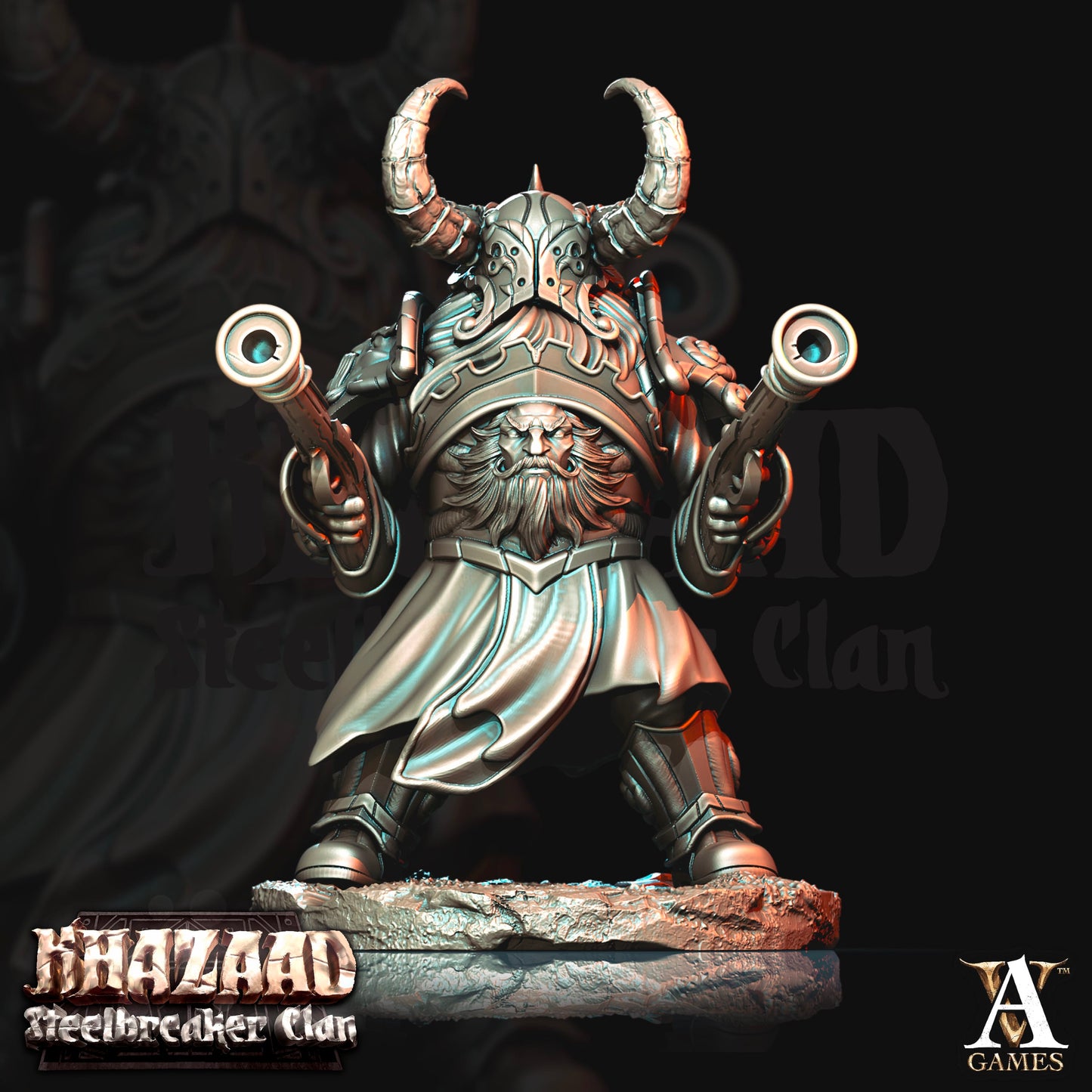 3D Printed Archvillain Games Khazaad Steelbreaker Clan King - Steelbreaker Leadspitters 28mm 32mm D&D - 3D Printing Boss 