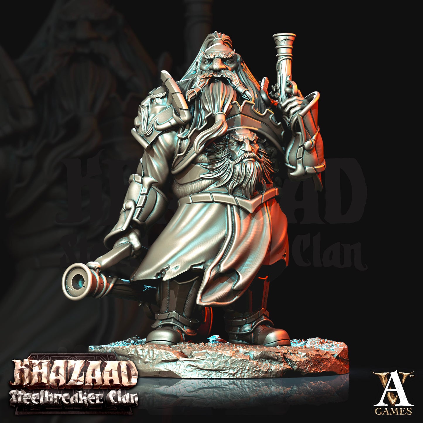 3D Printed Archvillain Games Khazaad Steelbreaker Clan King - Steelbreaker Leadspitters 28mm 32mm D&D - 3D Printing Boss 