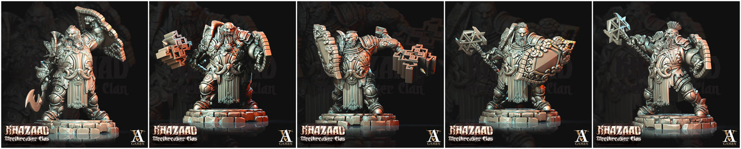 3D Printed Archvillain Games Khazaad Steelbreaker Clan - Steelbreaker Dwarf Warriors 28mm 32mm D&D - 3D Printing Boss 