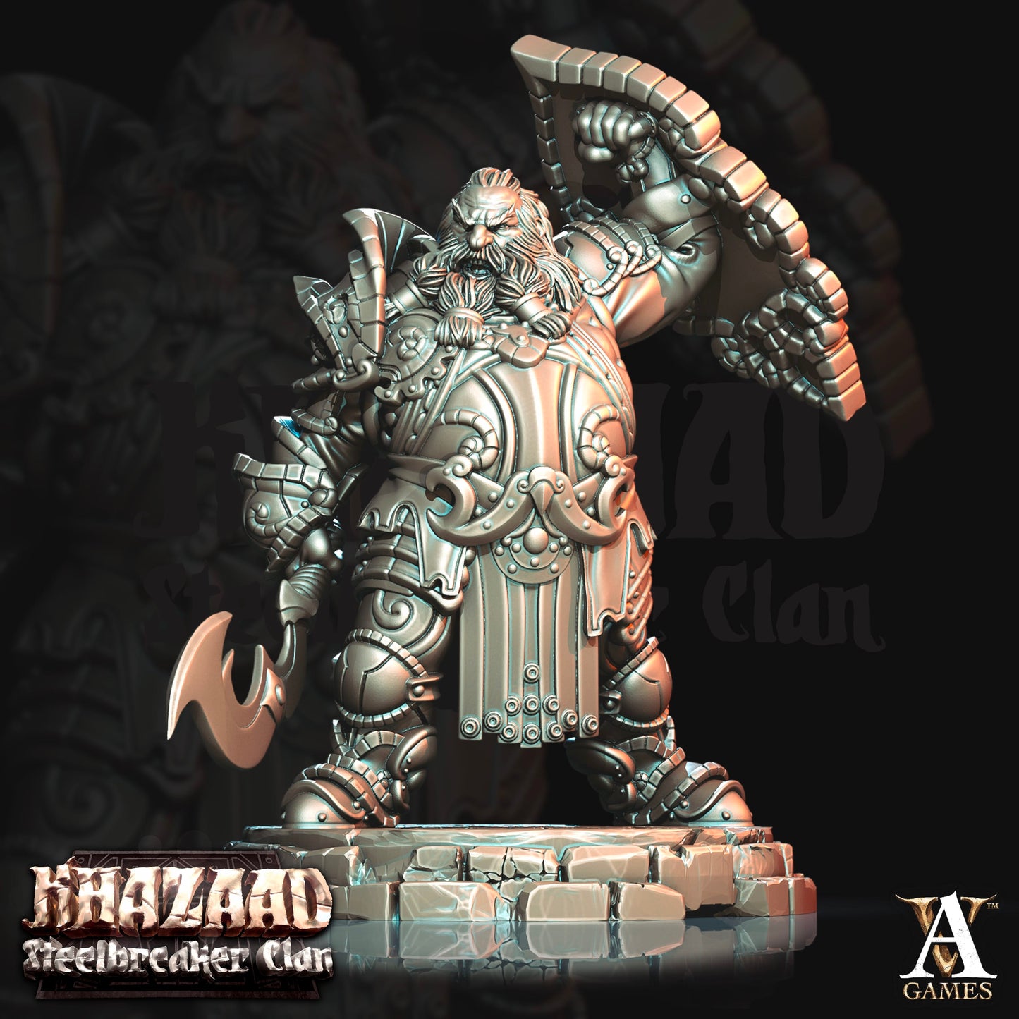 3D Printed Archvillain Games Khazaad Steelbreaker Clan - Steelbreaker Dwarf Warriors 28mm 32mm D&D - 3D Printing Boss 