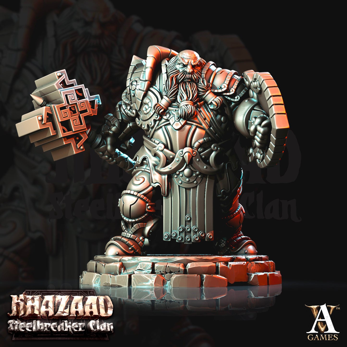 3D Printed Archvillain Games Khazaad Steelbreaker Clan - Steelbreaker Dwarf Warriors 28mm 32mm D&D - 3D Printing Boss 