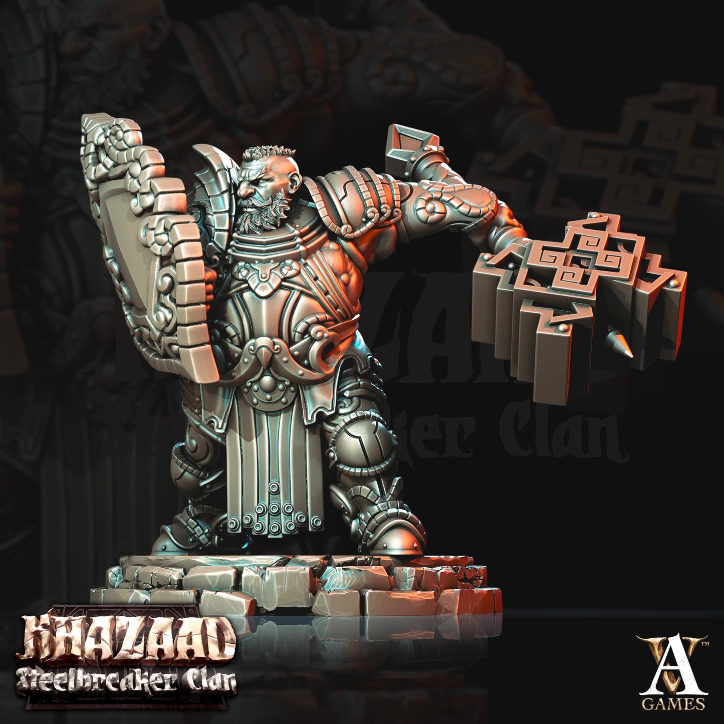 3D Printed Archvillain Games Khazaad Steelbreaker Clan - Steelbreaker Dwarf Warriors 28mm 32mm D&D - 3D Printing Boss 