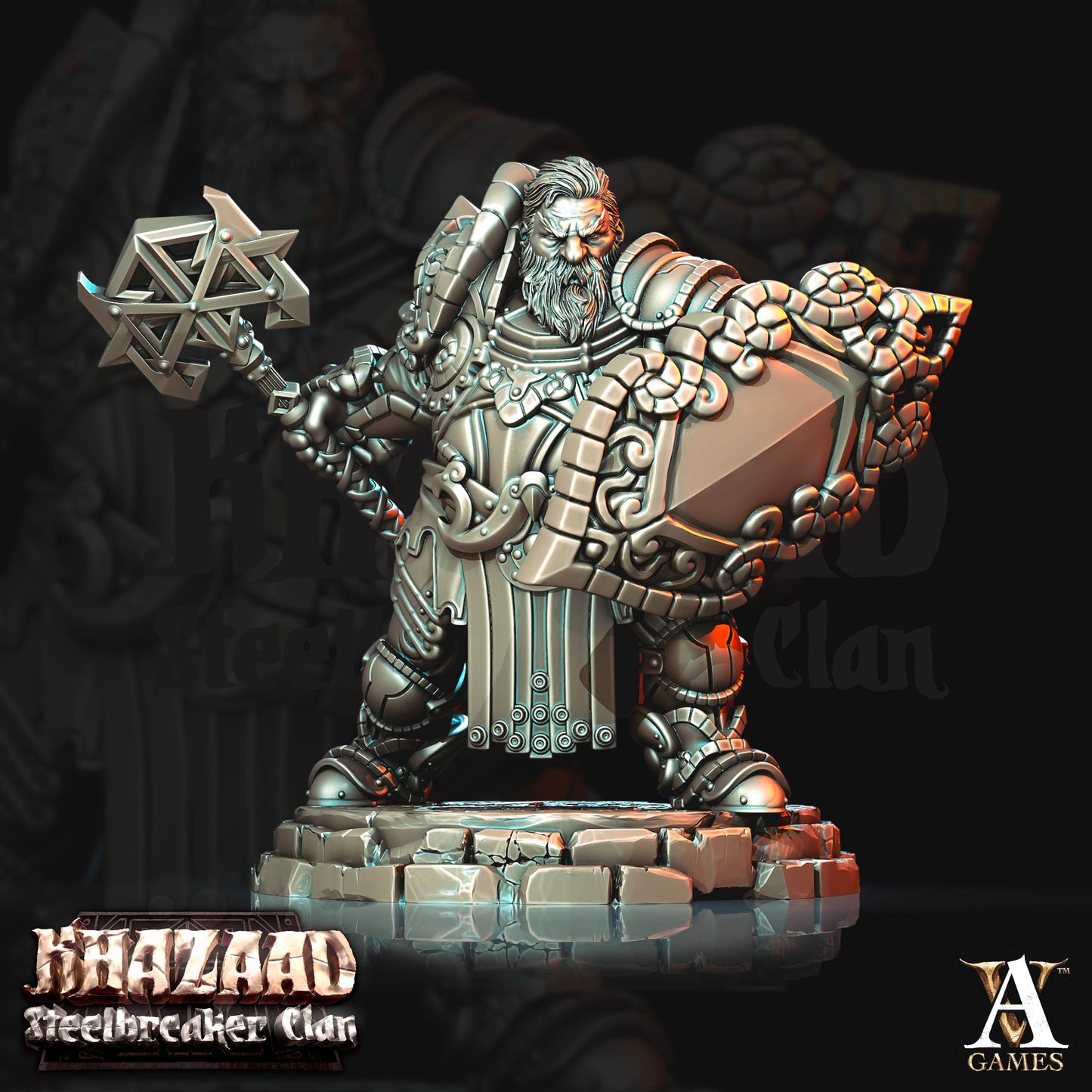 3D Printed Archvillain Games Khazaad Steelbreaker Clan - Steelbreaker Dwarf Warriors 28mm 32mm D&D - 3D Printing Boss 