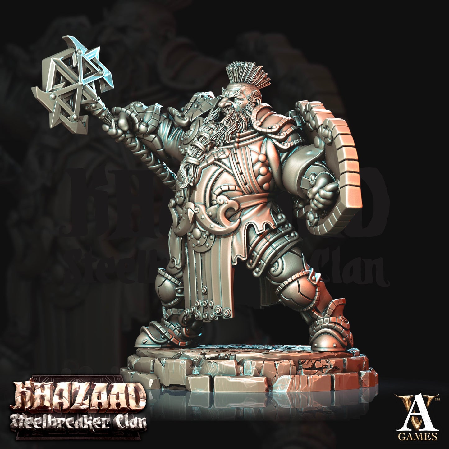 3D Printed Archvillain Games Khazaad Steelbreaker Clan - Steelbreaker Dwarf Warriors 28mm 32mm D&D - 3D Printing Boss 