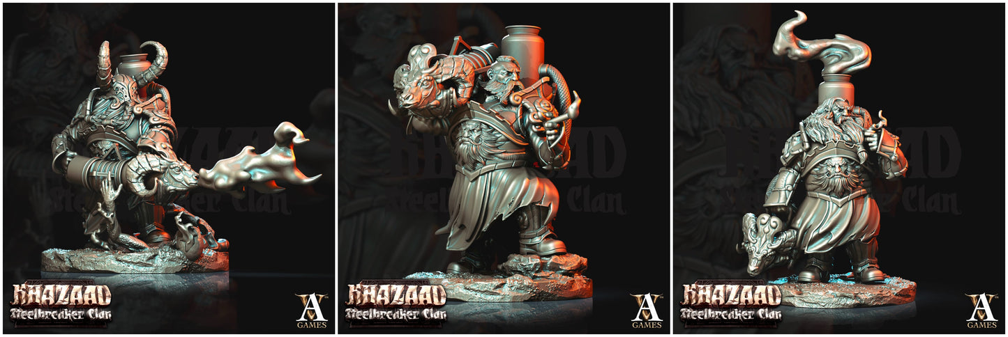 3D Printed Archvillain Games Khazaad Steelbreaker Clan - Steelbreaker Firespitters 28mm 32mm D&D - 3D Printing Boss 