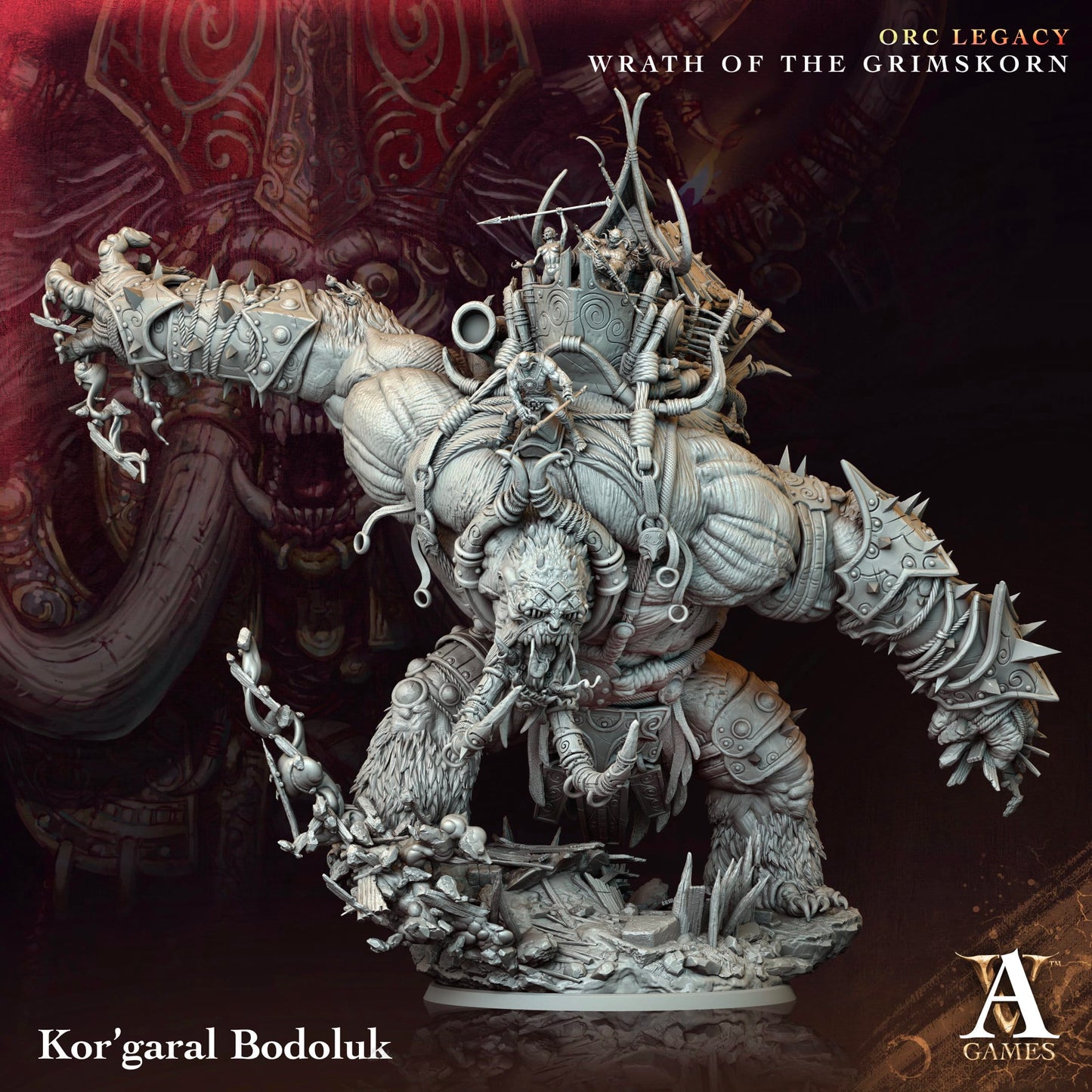 3D Printed Archvillain Games Kor’garal Bodoluk Orc Legacy Wrath of the Grimskorn 28 32mm D&D - 3D Printing Boss 