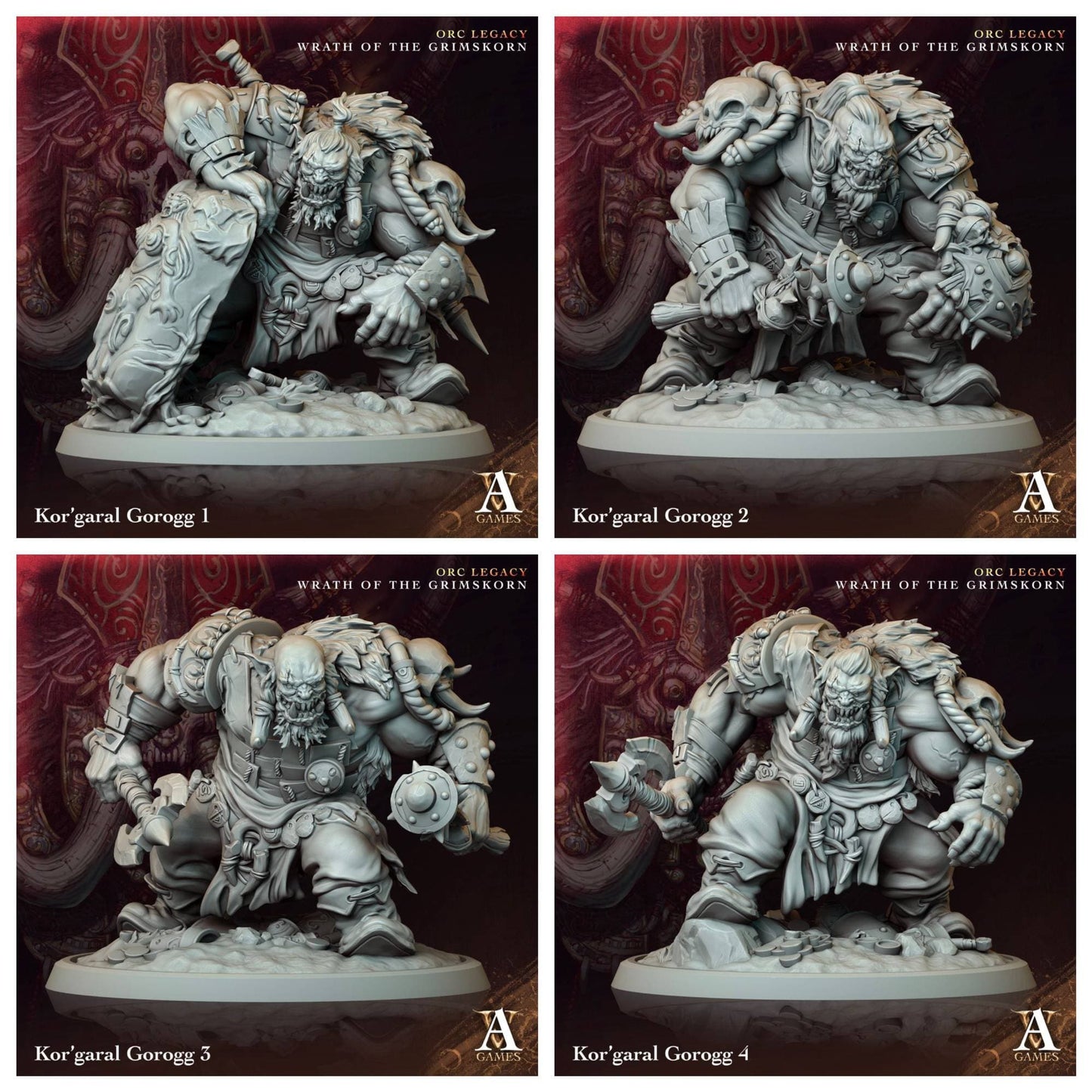 3D Printed Archvillain Games Kor'garal Gorogg Orc Legacy Wrath of the Grimskorn 28 32mm D&D - 3D Printing Boss 