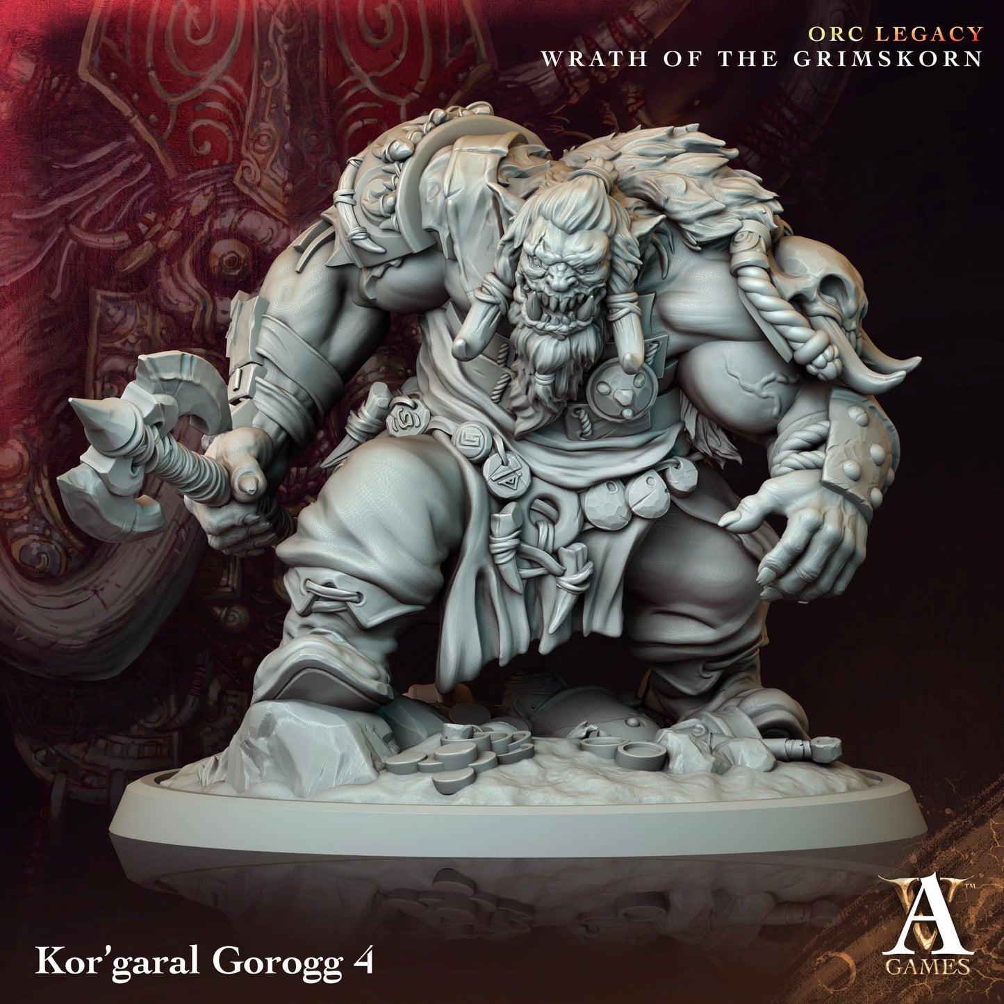 3D Printed Archvillain Games Kor'garal Gorogg Orc Legacy Wrath of the Grimskorn 28 32mm D&D - 3D Printing Boss 