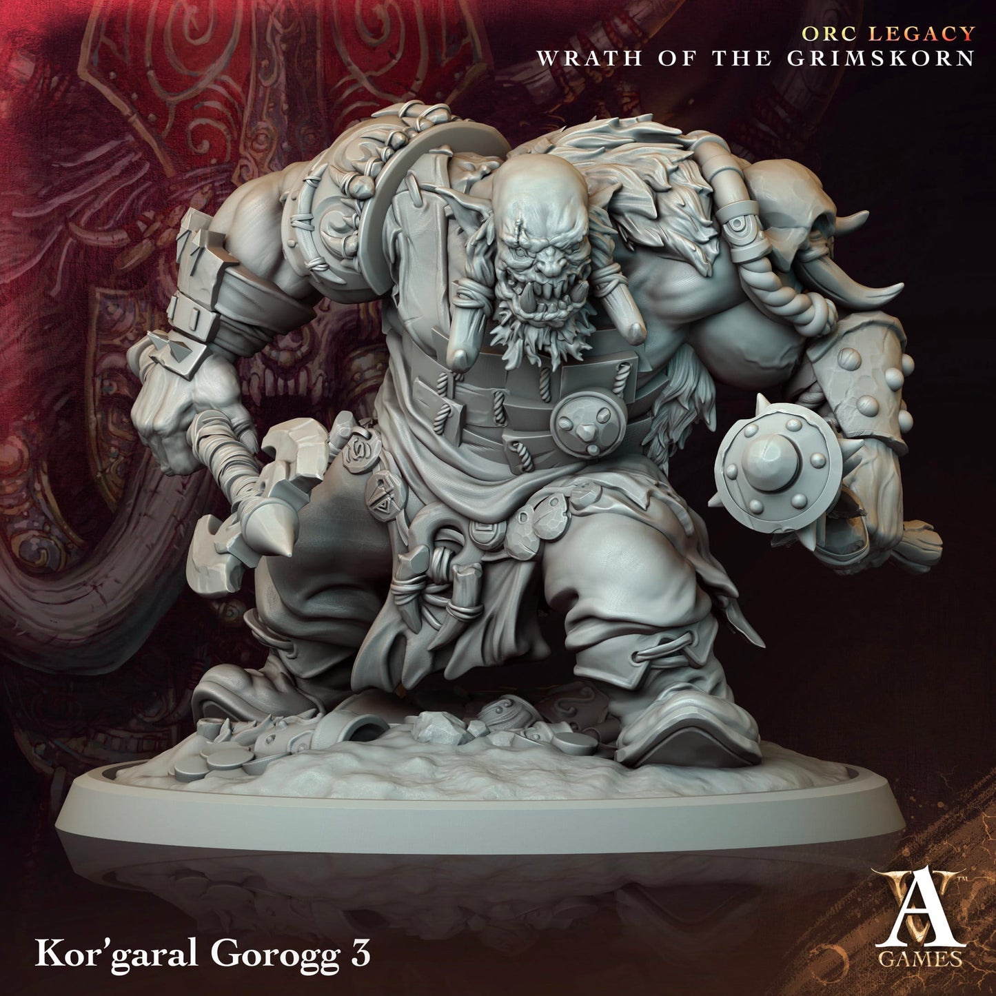3D Printed Archvillain Games Kor'garal Gorogg Orc Legacy Wrath of the Grimskorn 28 32mm D&D - 3D Printing Boss 