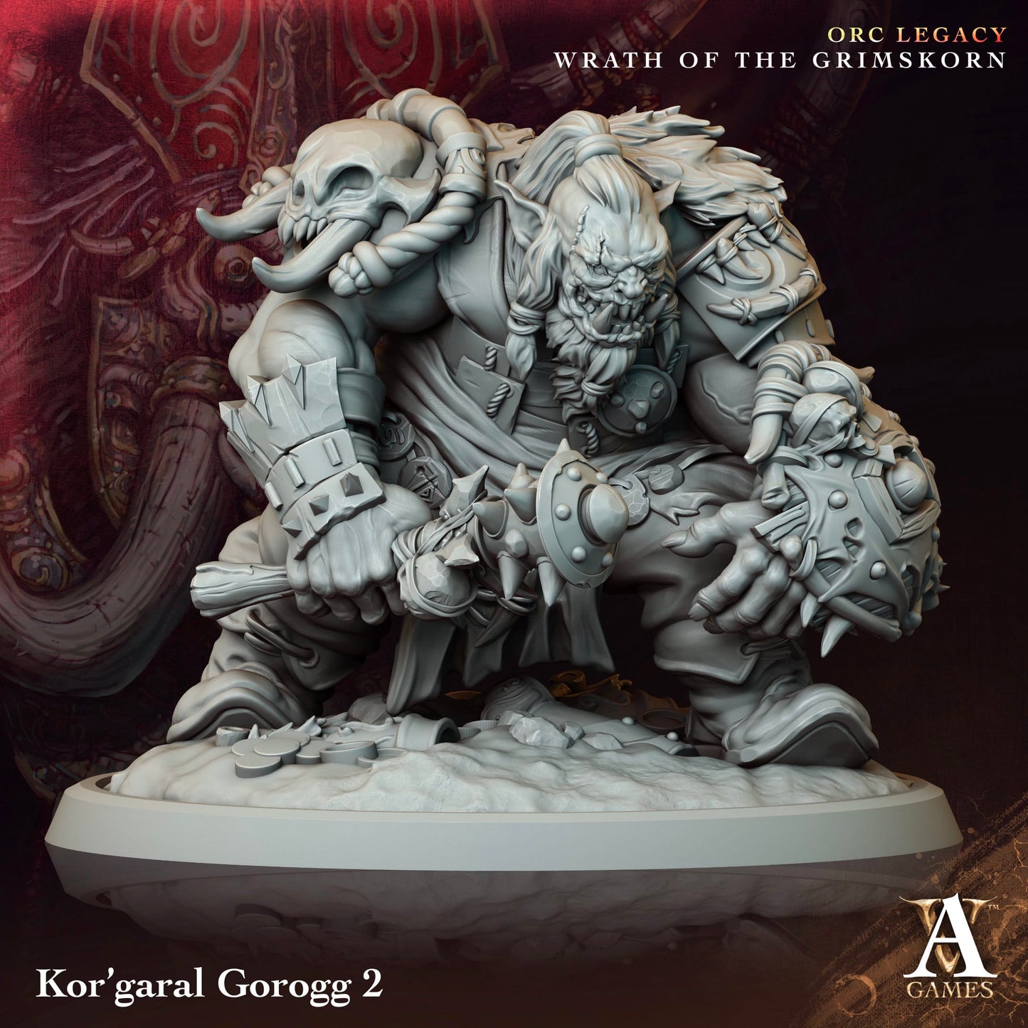 3D Printed Archvillain Games Kor'garal Gorogg Orc Legacy Wrath of the Grimskorn 28 32mm D&D - 3D Printing Boss 