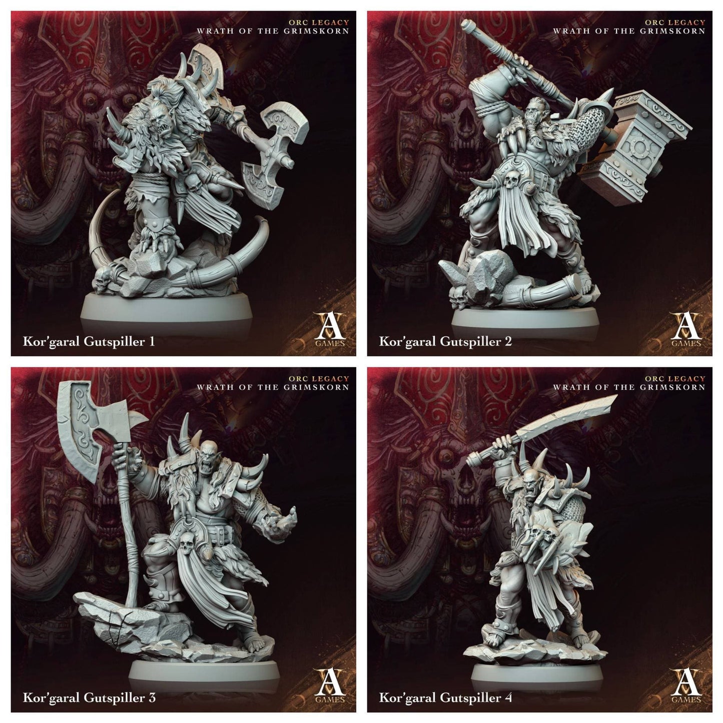 3D Printed Archvillain Games Kor’garal Gutspiller Orc Legacy Wrath of the Grimskorn 28 32mm D&D - 3D Printing Boss 