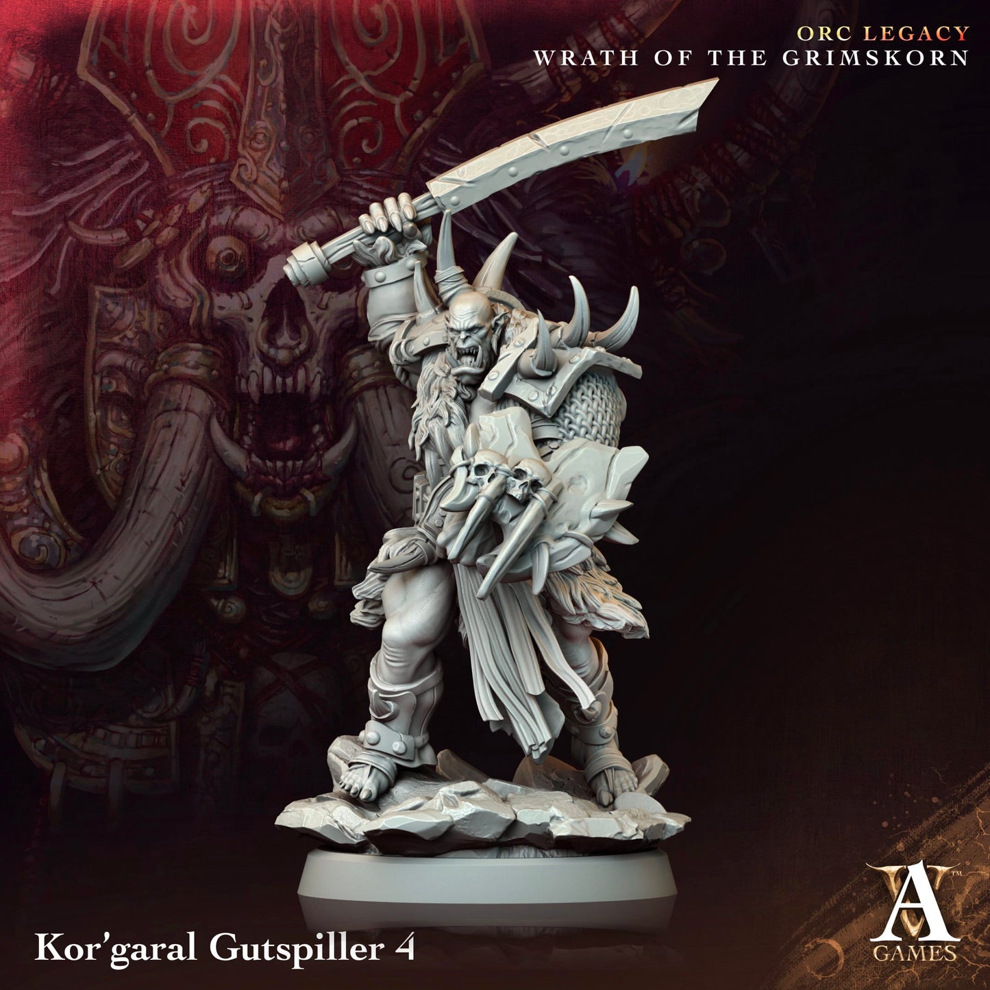 3D Printed Archvillain Games Kor’garal Gutspiller Orc Legacy Wrath of the Grimskorn 28 32mm D&D - 3D Printing Boss 