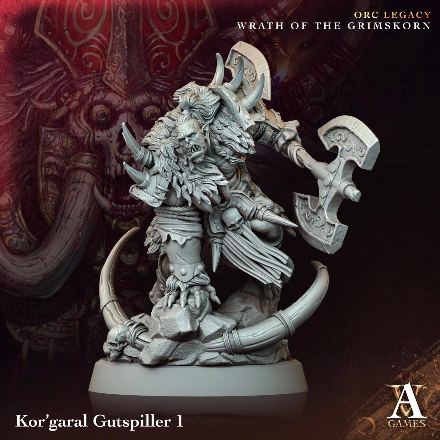 3D Printed Archvillain Games Kor’garal Gutspiller Orc Legacy Wrath of the Grimskorn 28 32mm D&D - 3D Printing Boss 