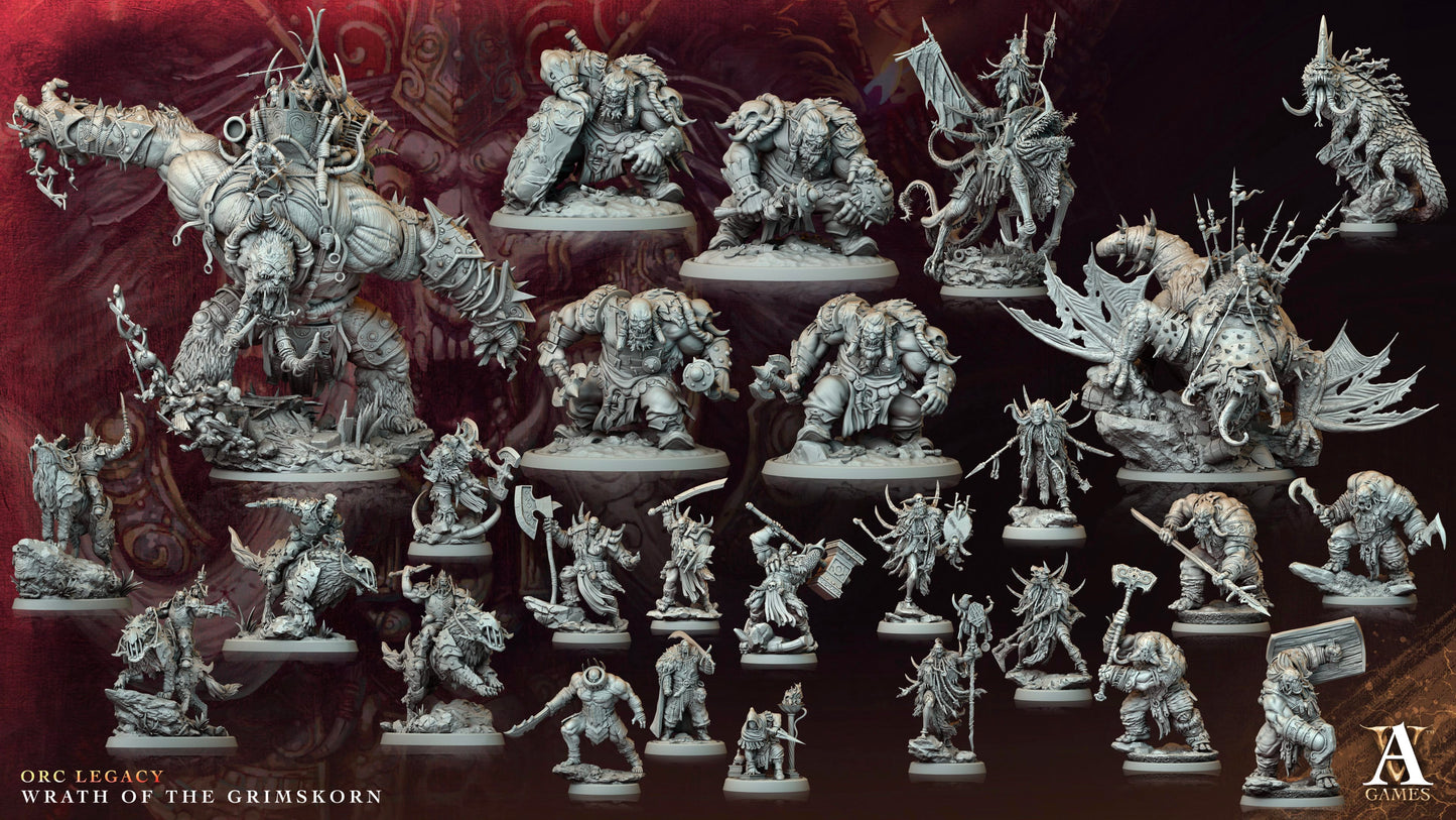 3D Printed Archvillain Games Kor’garal Nak Jukka Orc Legacy Wrath of the Grimskorn 28 32mm D&D - 3D Printing Boss 