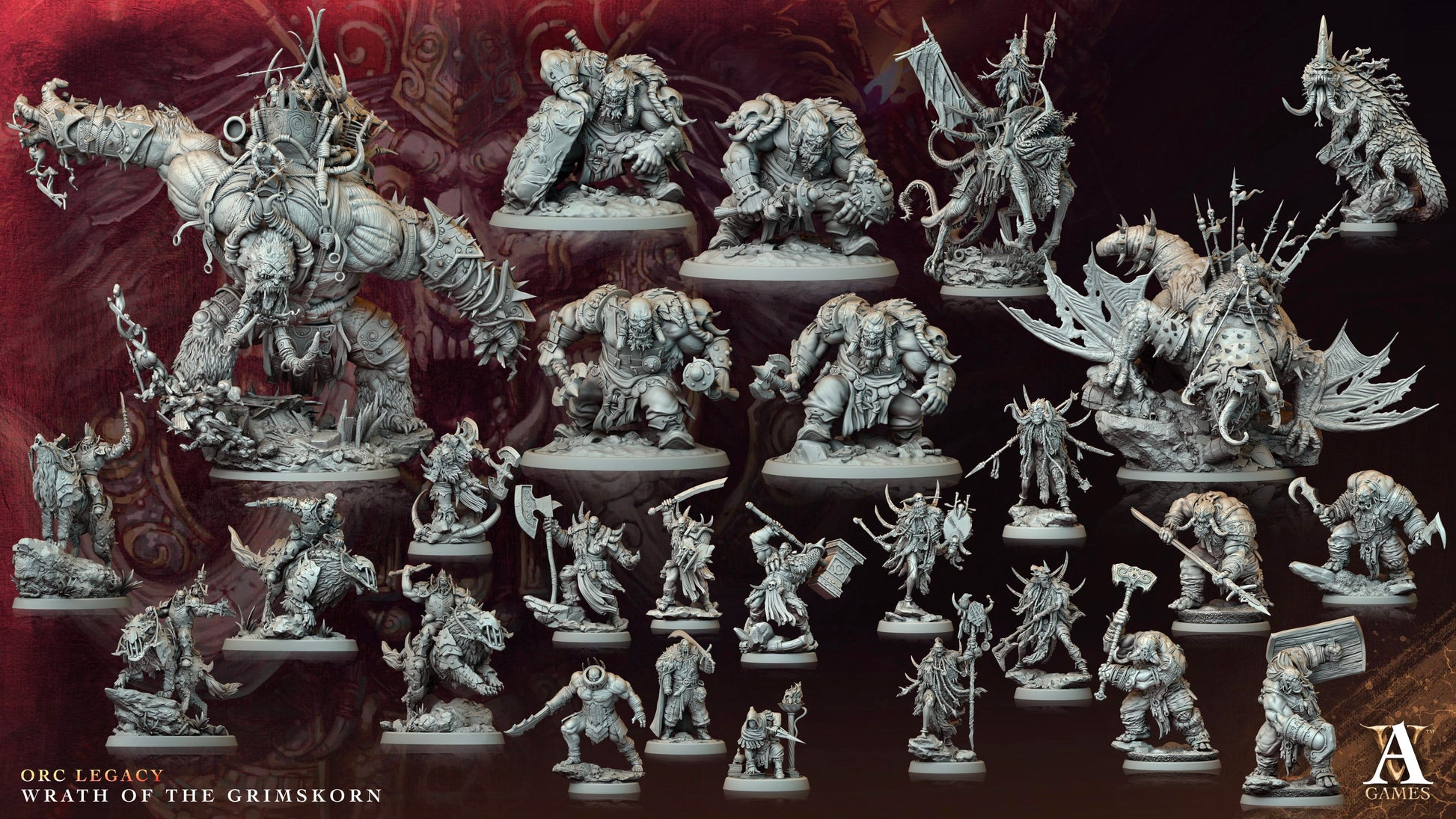 3D Printed Archvillain Games Kor’garal Nak Jukka Orc Legacy Wrath of the Grimskorn 28 32mm D&D - 3D Printing Boss 