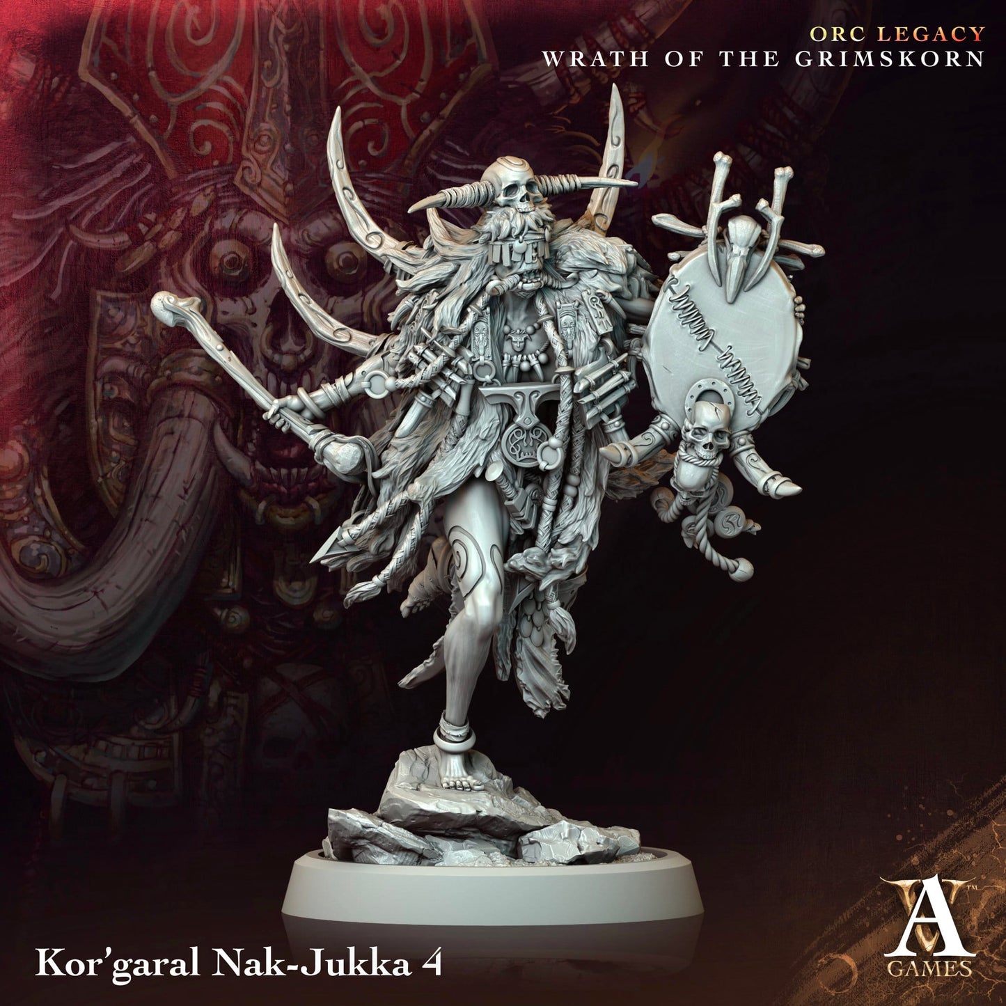 3D Printed Archvillain Games Kor’garal Nak Jukka Orc Legacy Wrath of the Grimskorn 28 32mm D&D - 3D Printing Boss 