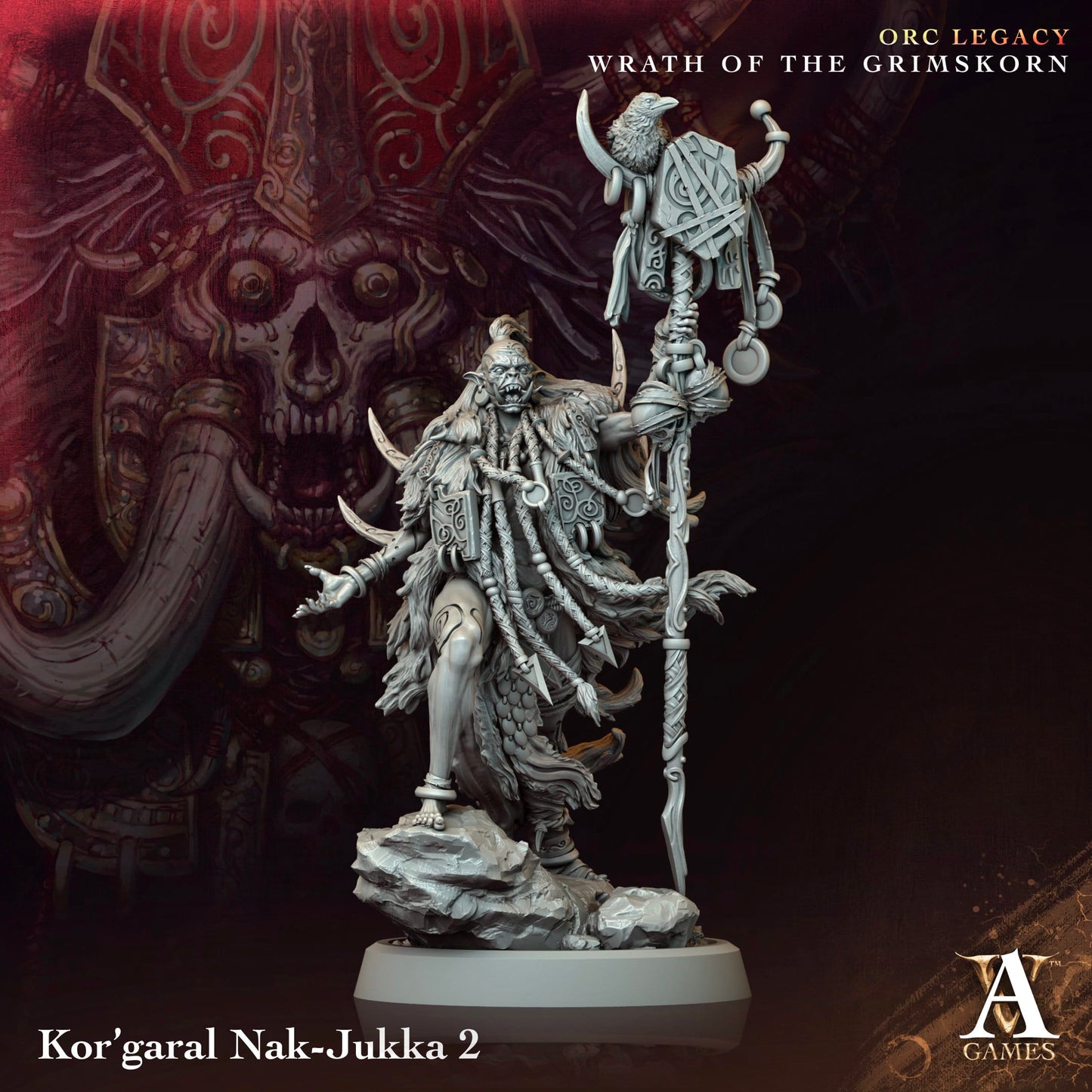 3D Printed Archvillain Games Kor’garal Nak Jukka Orc Legacy Wrath of the Grimskorn 28 32mm D&D - 3D Printing Boss 