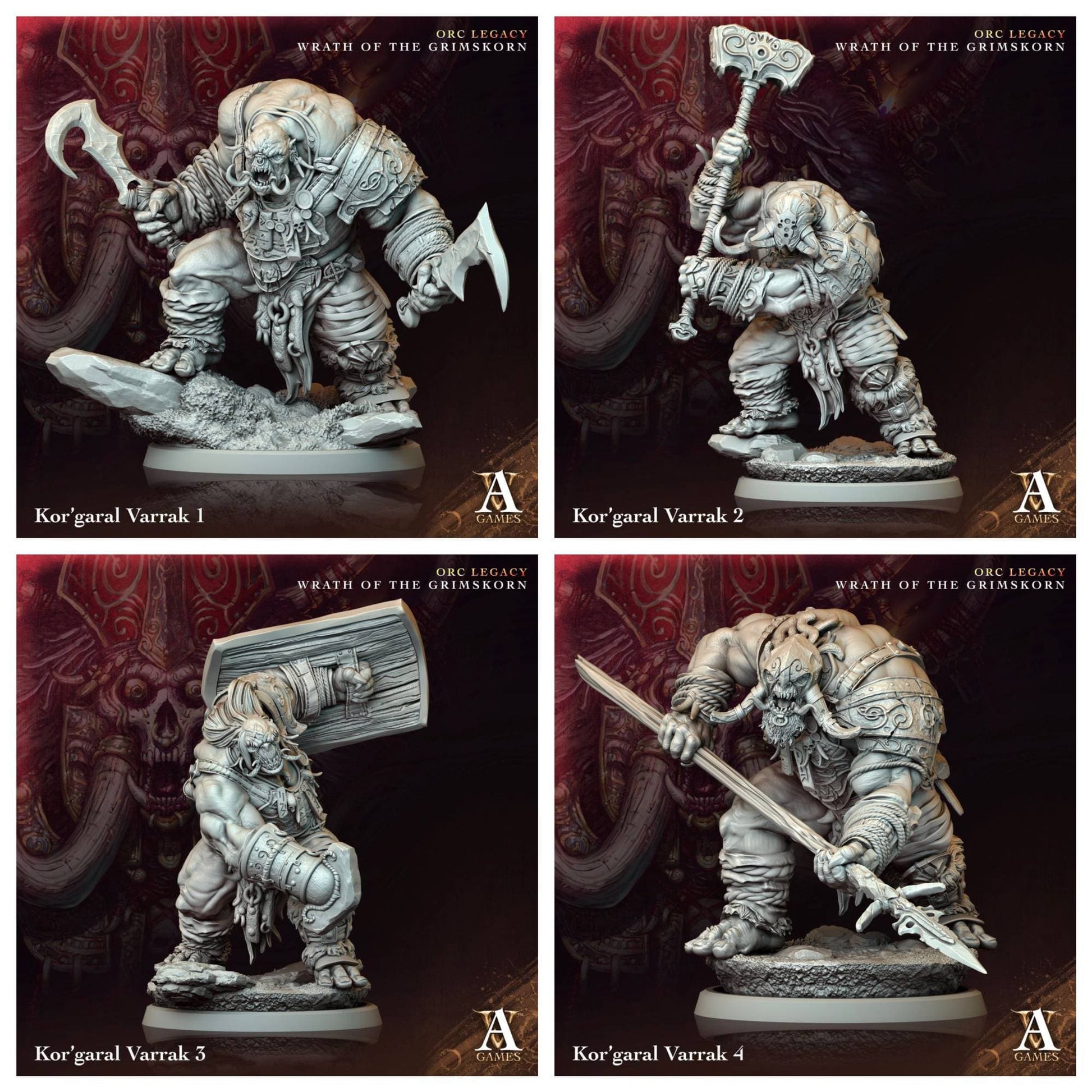 3D Printed Archvillain Games Kor'garal Varrak Orc Legacy Wrath of the Grimskorn 28 32mm D&D - 3D Printing Boss 