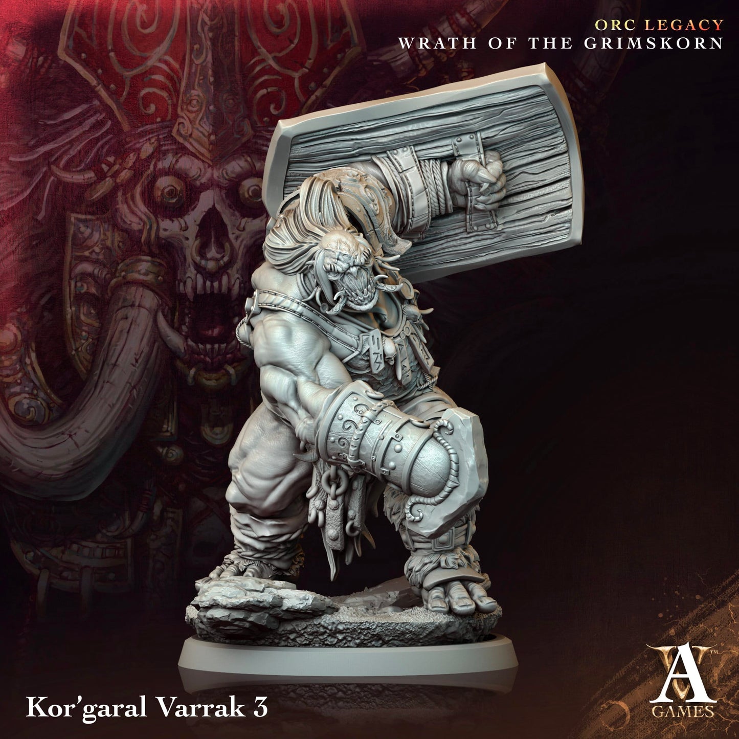 3D Printed Archvillain Games Kor'garal Varrak Orc Legacy Wrath of the Grimskorn 28 32mm D&D - 3D Printing Boss 