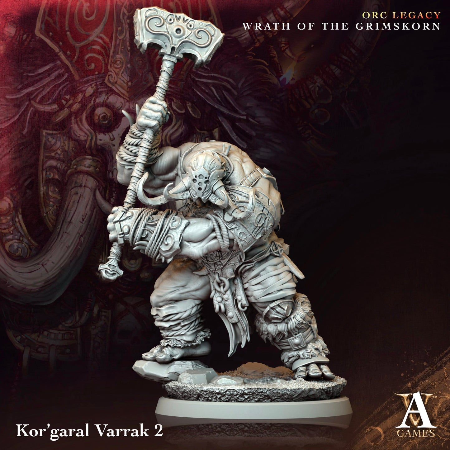 3D Printed Archvillain Games Kor'garal Varrak Orc Legacy Wrath of the Grimskorn 28 32mm D&D - 3D Printing Boss 